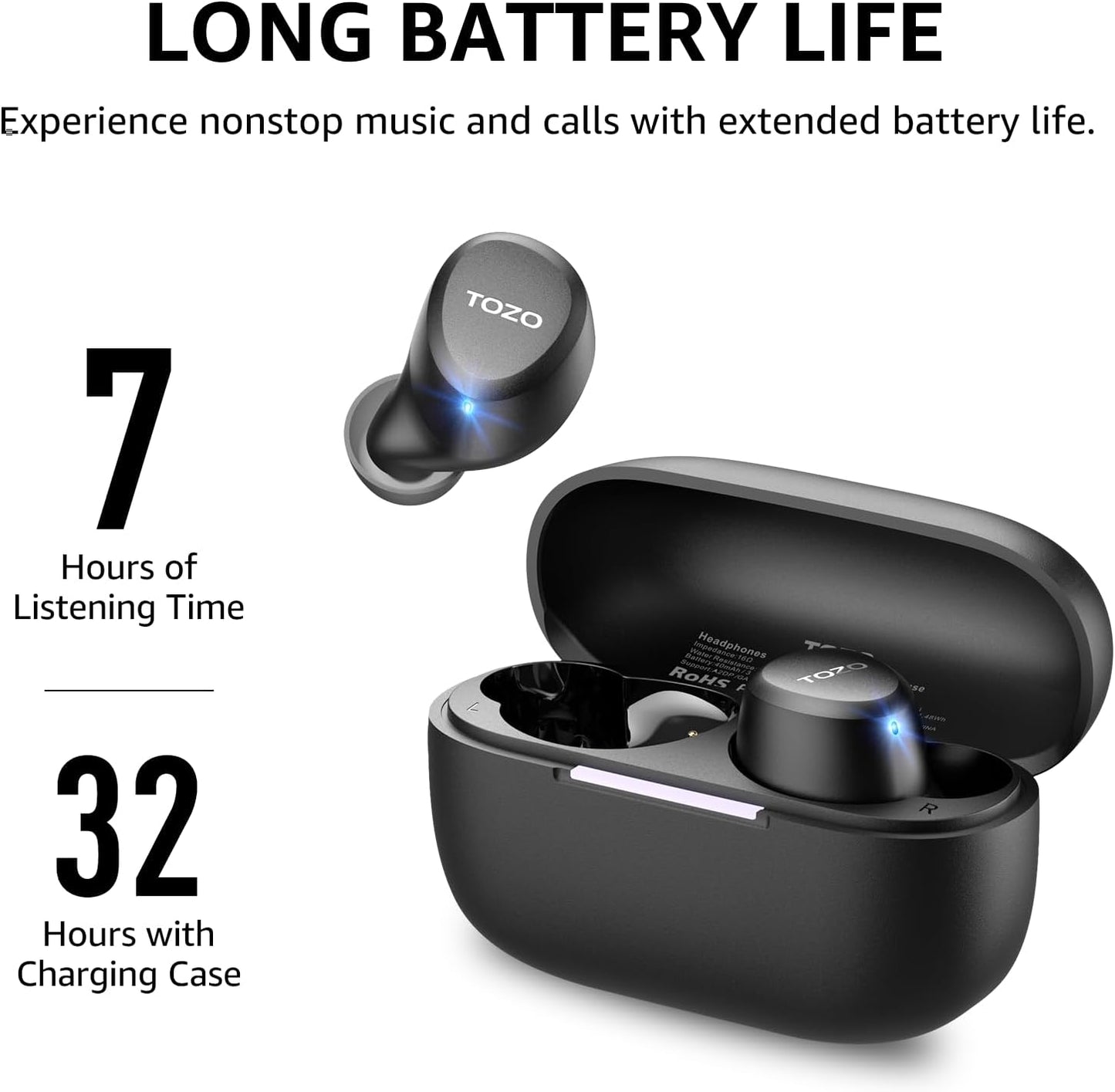Wireless Earbuds Bluetooth 5.3 Light Weight in Ear IPX5 ,Mic AI Calls, Premium Bass, Charging Case