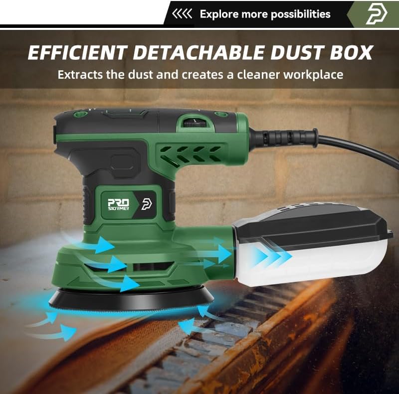 5-In Random Orbital Sander 8000-13000RPM, 2.6AMP Palm Sander 6 Variable Speeds, 21PCS Sandpapers