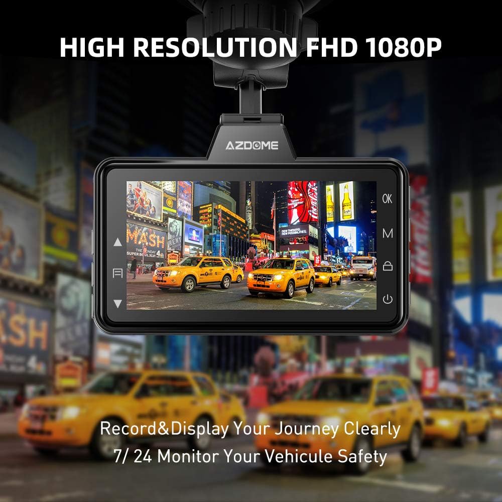 Dual Dash Cam Front & Rear, Free 64GB Card, Built-in ADAS G-Sensor, 24H Parking Mode