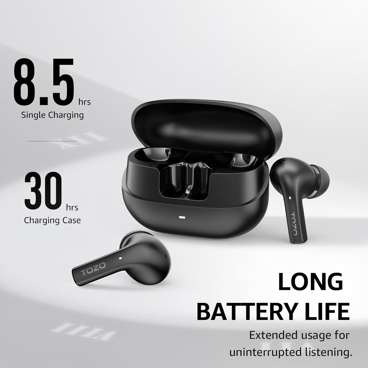 Wireless Earbuds 10mm Drivers, Powerful bass,2 mics AI call noise cancellation, 30H Playtime
