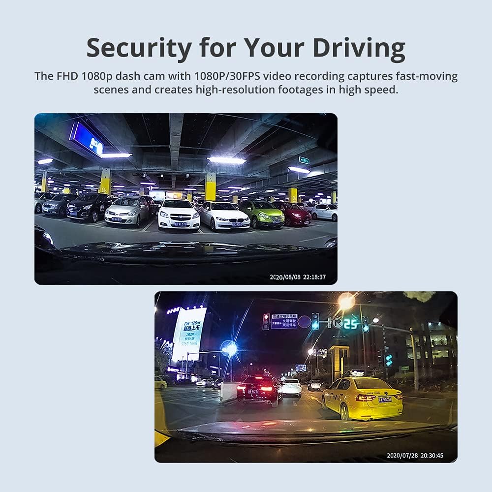 Dual Dash Cam Front & Rear, Free 64GB Card, Built-in ADAS G-Sensor, 24H Parking Mode