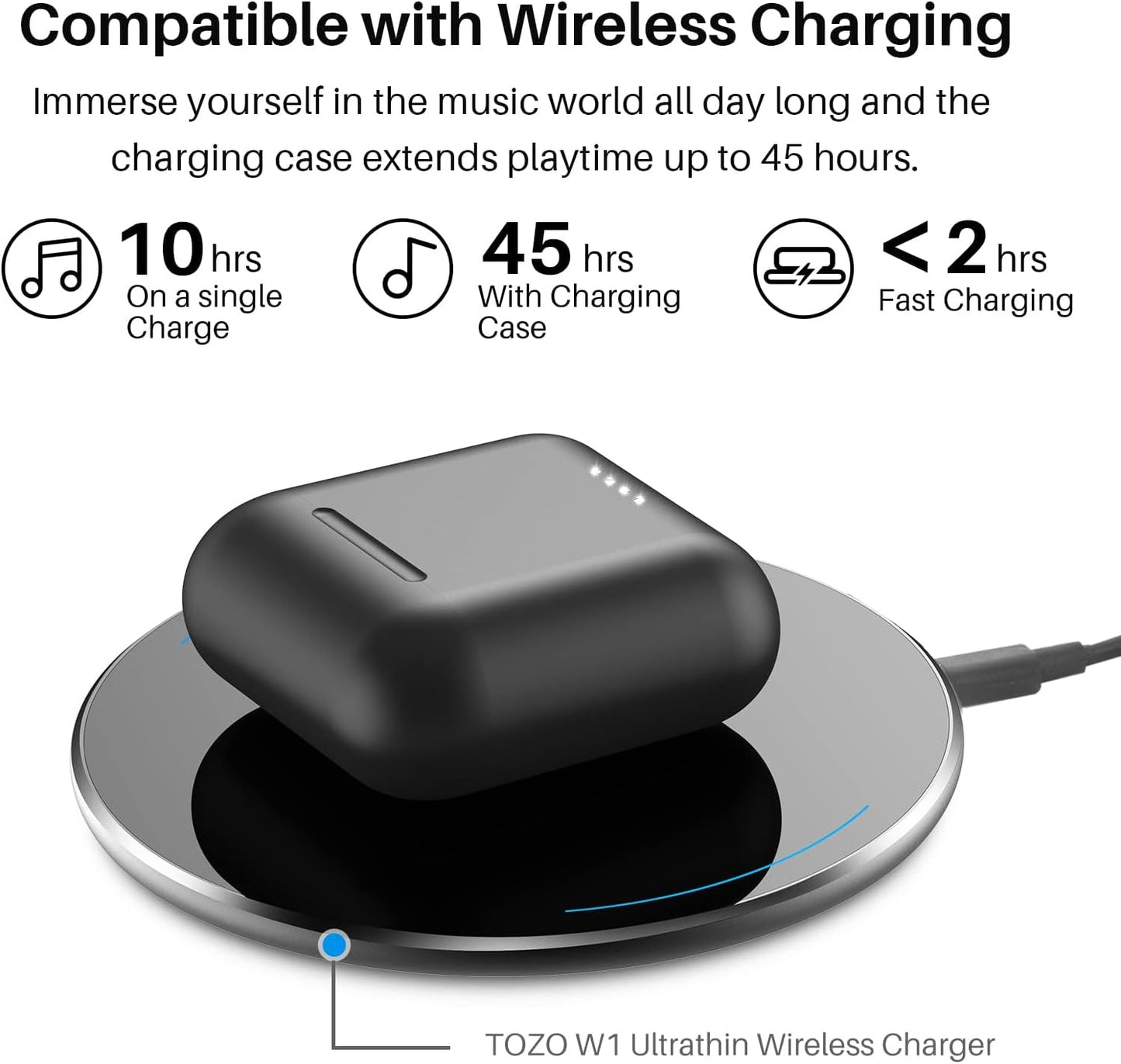 T6 Wireless Earbuds Bluetooth 5.3, 45H Playtime, IPX8 Waterproof, Stereo, Mic, Premium Deep Bass