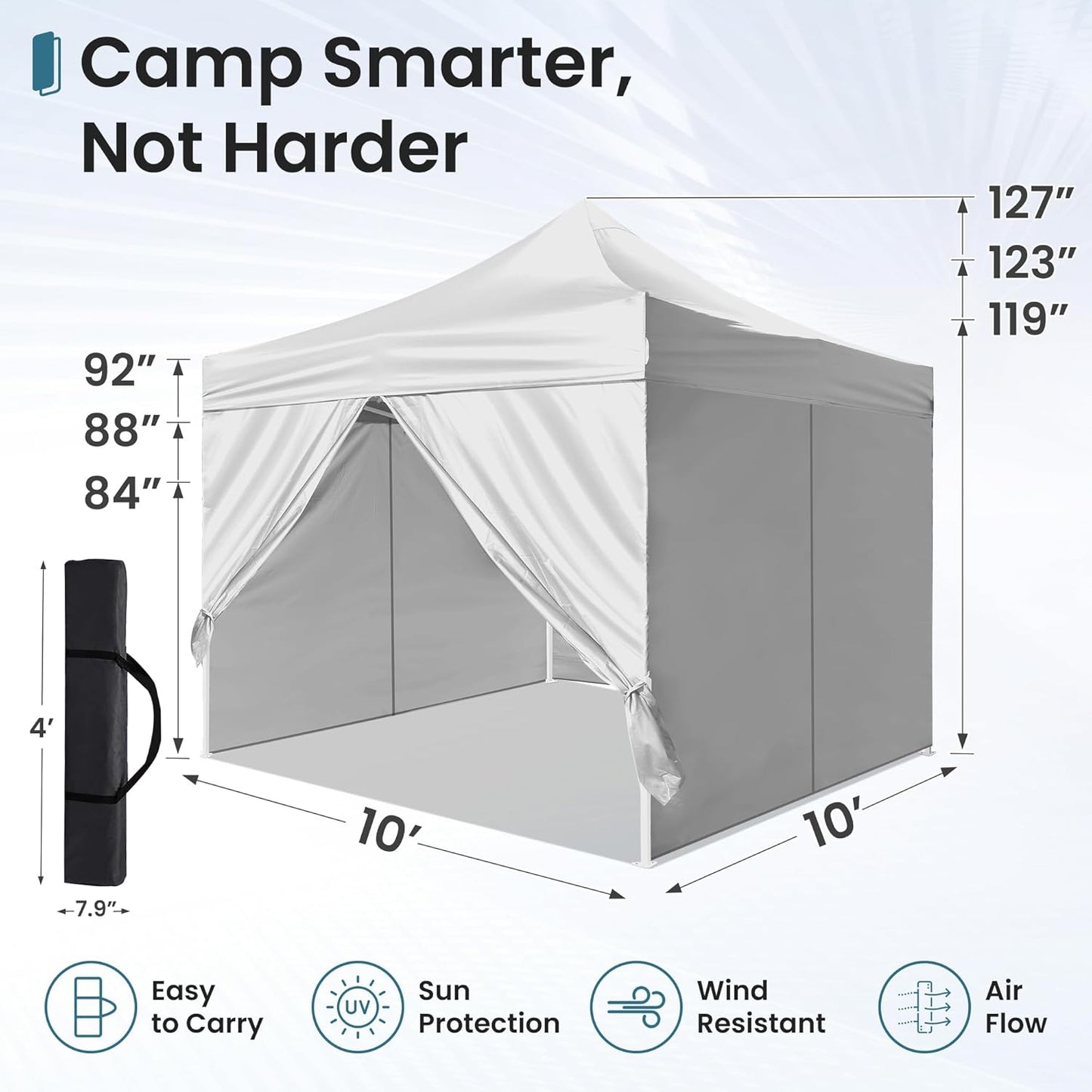 Pop Up Canopy Tent Instant Shelter, Portable Outdoor Sun Shade 10x10 with Sidewalls