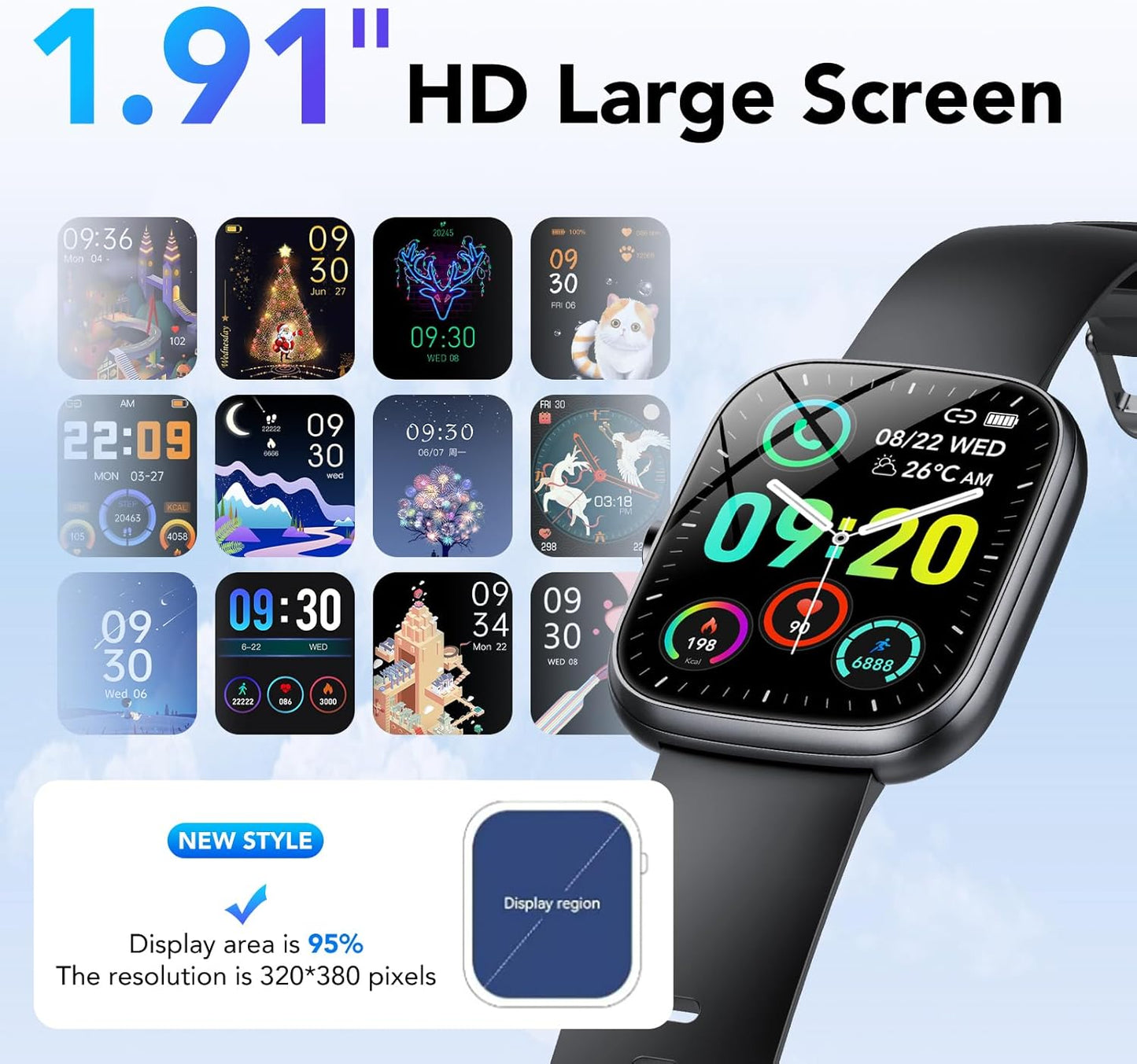 Smart Watch Answer/Make Call 115+ Sports/Heart Rate/SpO2/Pedometer/Sleep Monitor, IP68 Waterproof