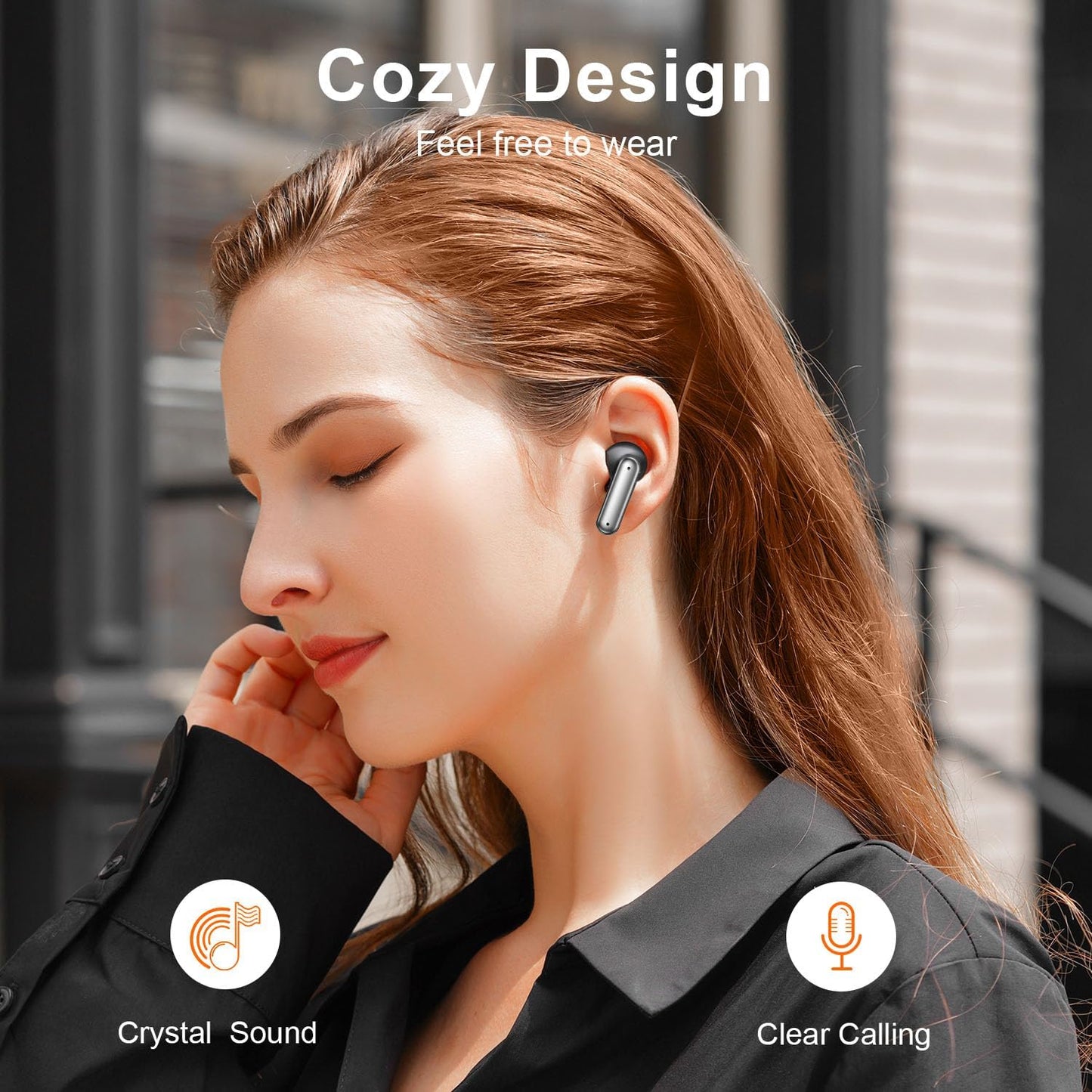 Wireless Earbuds Bluetooth, 50H Playtime, Mic, LED, IPX7 Waterproof, Deep Bass Stereo