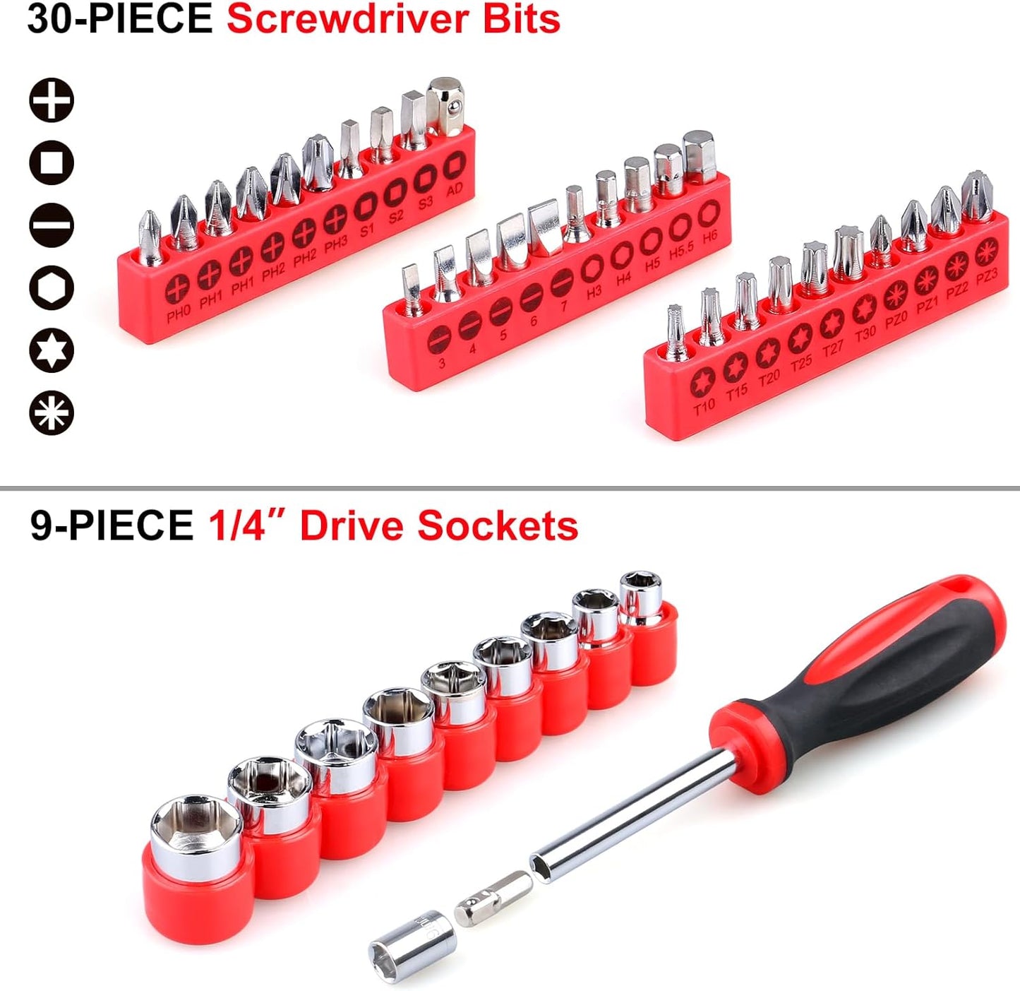 175-Piece Multi-Purpose Automotive and Household Tool Kit in Toolbox Storage Case