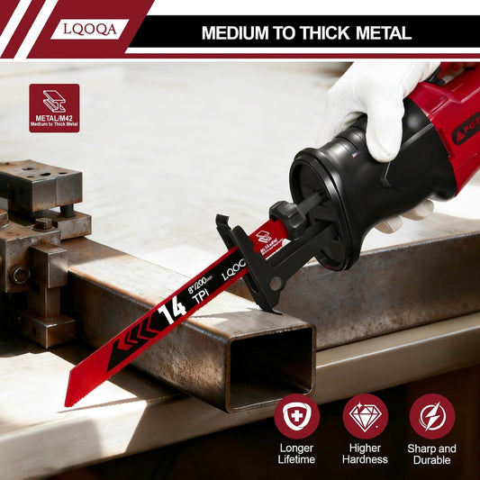 12Pcs Bi-Metal Reciprocating Saw Blades,6, 8 & 9In Wood & Metal Cutting Saw Blades,Pruning Blades