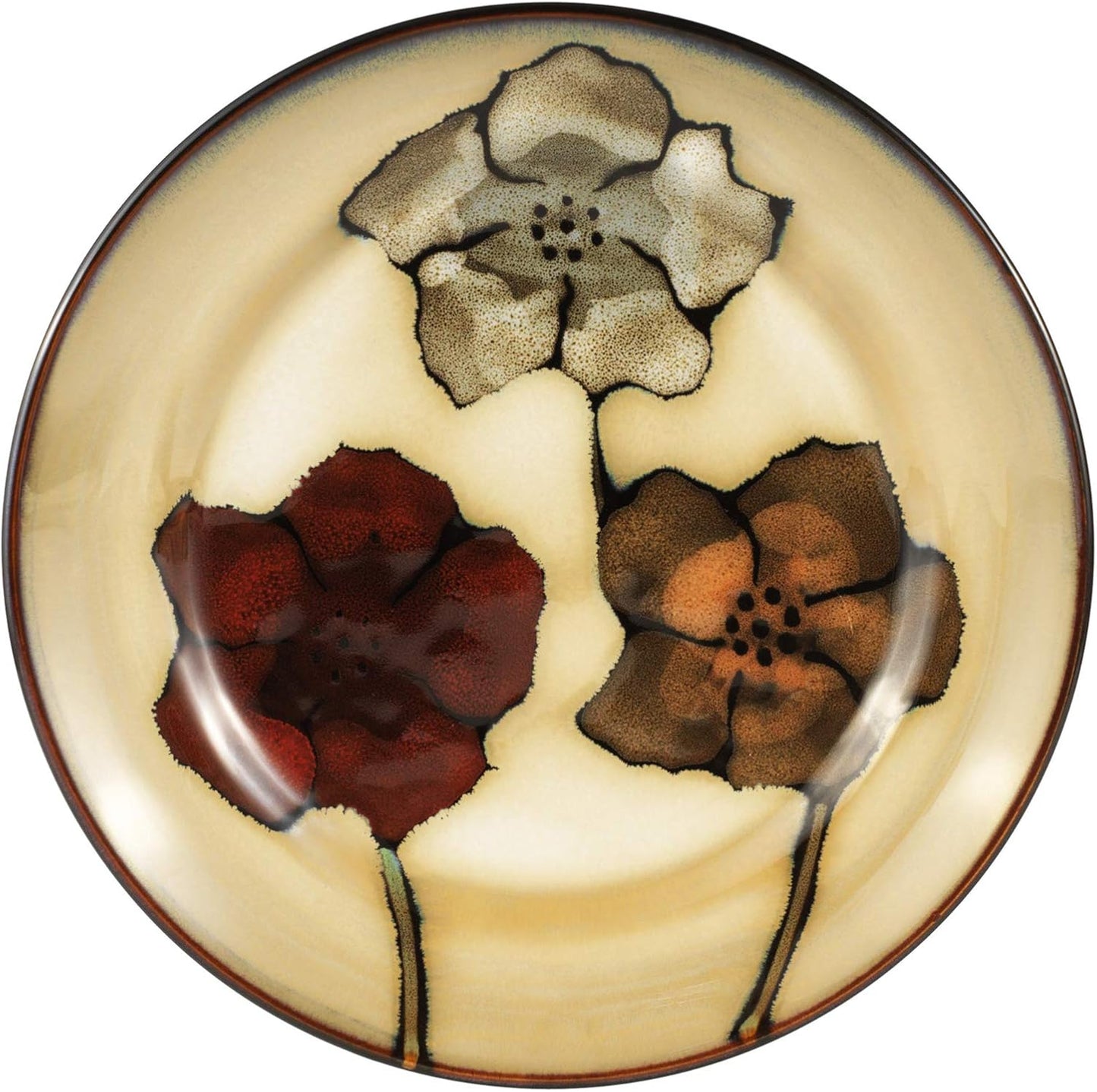 Painted Poppies 16-Piece Dinnerware Set, Service for 4, Floral Stoneware Plates, Bowls & Mugs