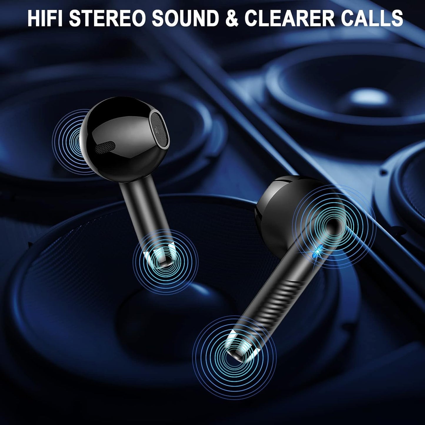 Wireless Earbuds, Bluetooth 5.4 Power Display Bass Stereo, Noise Cancelling Mic, 40H Playback IP7
