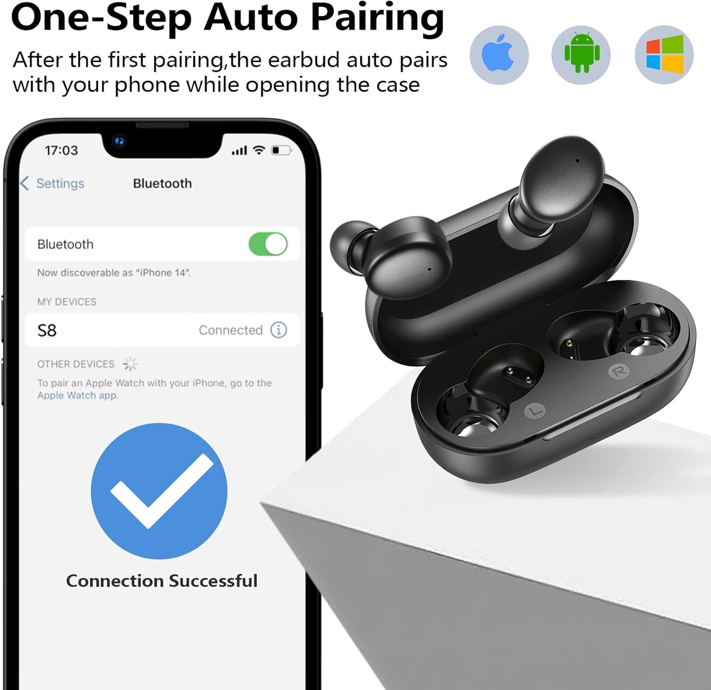 Wireless Earbuds Bluetooth 5.3 in Ear Buds Light Weight,Deep Bass,Built in Mics, Clear calls