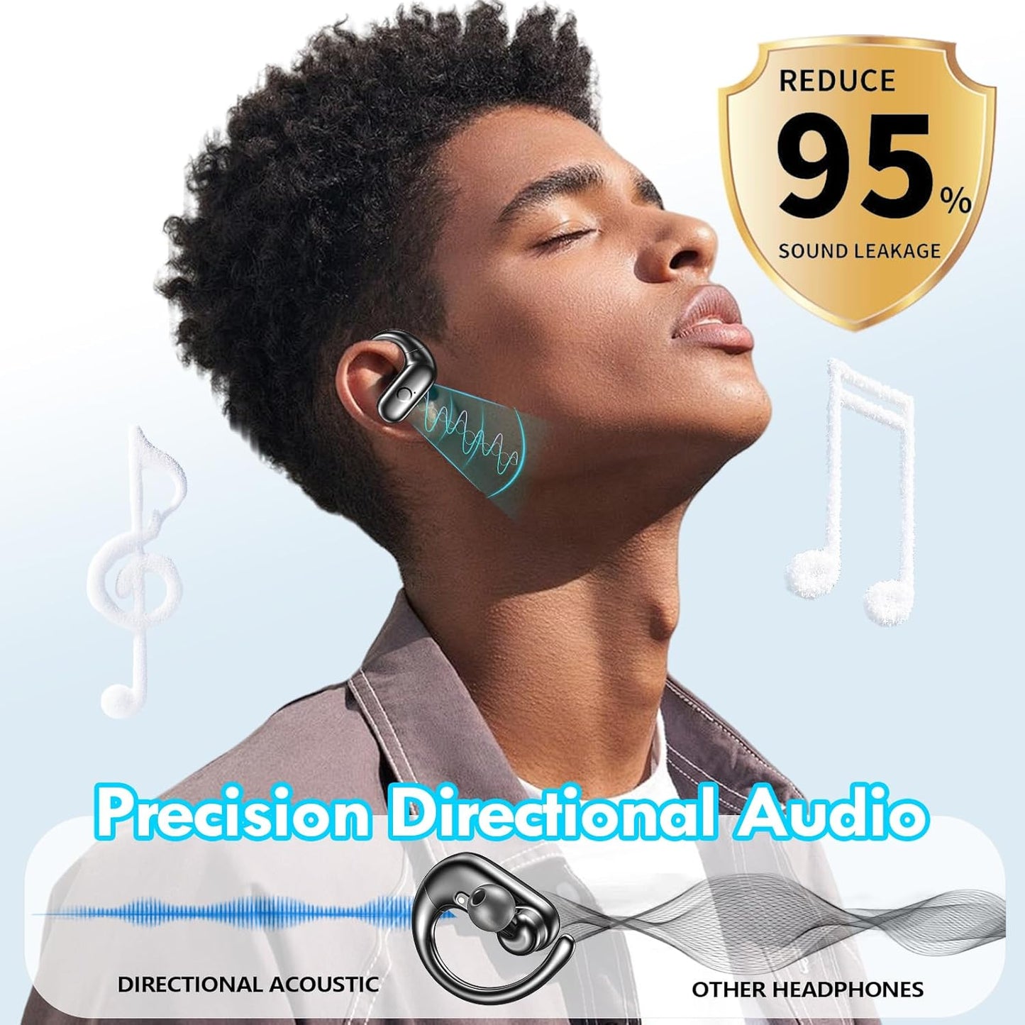 Wireless Earbuds Bluetooth Over Ear, deep bass, 60Hrs Playtime, comfort fit, Earhooks