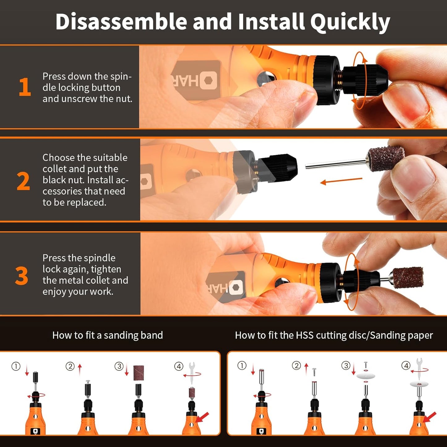 3.7V Mini Cordless Rotary Tool Kit, 5Speed, USB Charging, 61 Accessories, Sanding, Polishing & more
