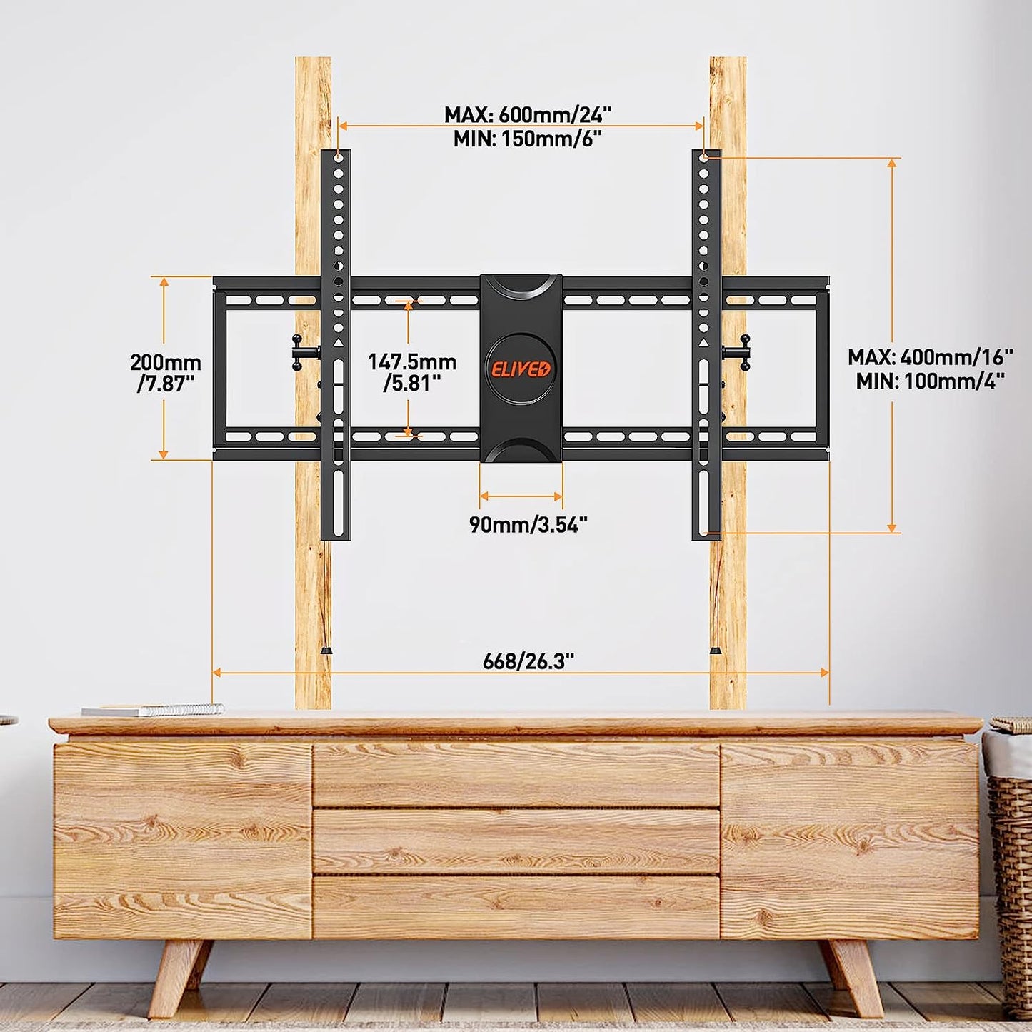 TV Wall Mount 37-75 Inch TVs, Holds up to 120 lbs, Universal, Adjustable Tilt, Fits 8"-24" Studs