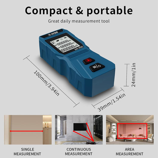 Laser Measure,RED/Green Laser Distance Meters with Side Button, Large Backlit LCD, Area