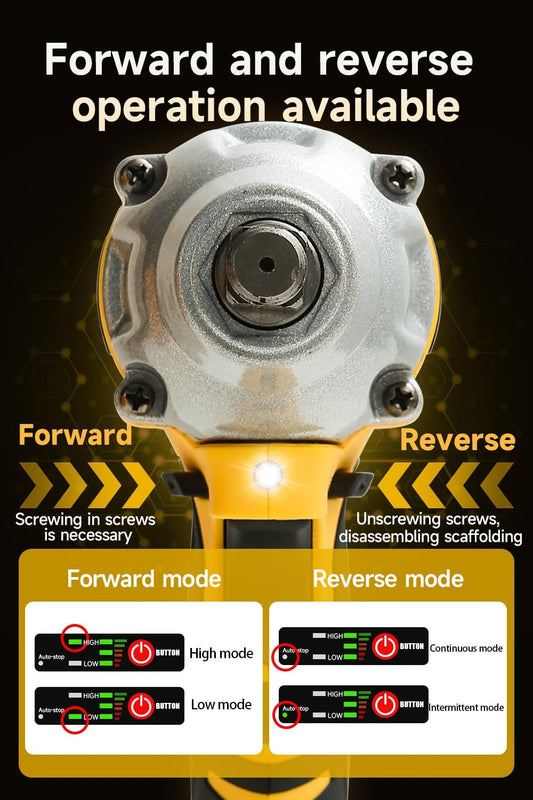 Cordless Impact Wrench 258Ft-lb(350N.m), 1/2 Impact Gun, 2 Batteries, Electric Impact Driver