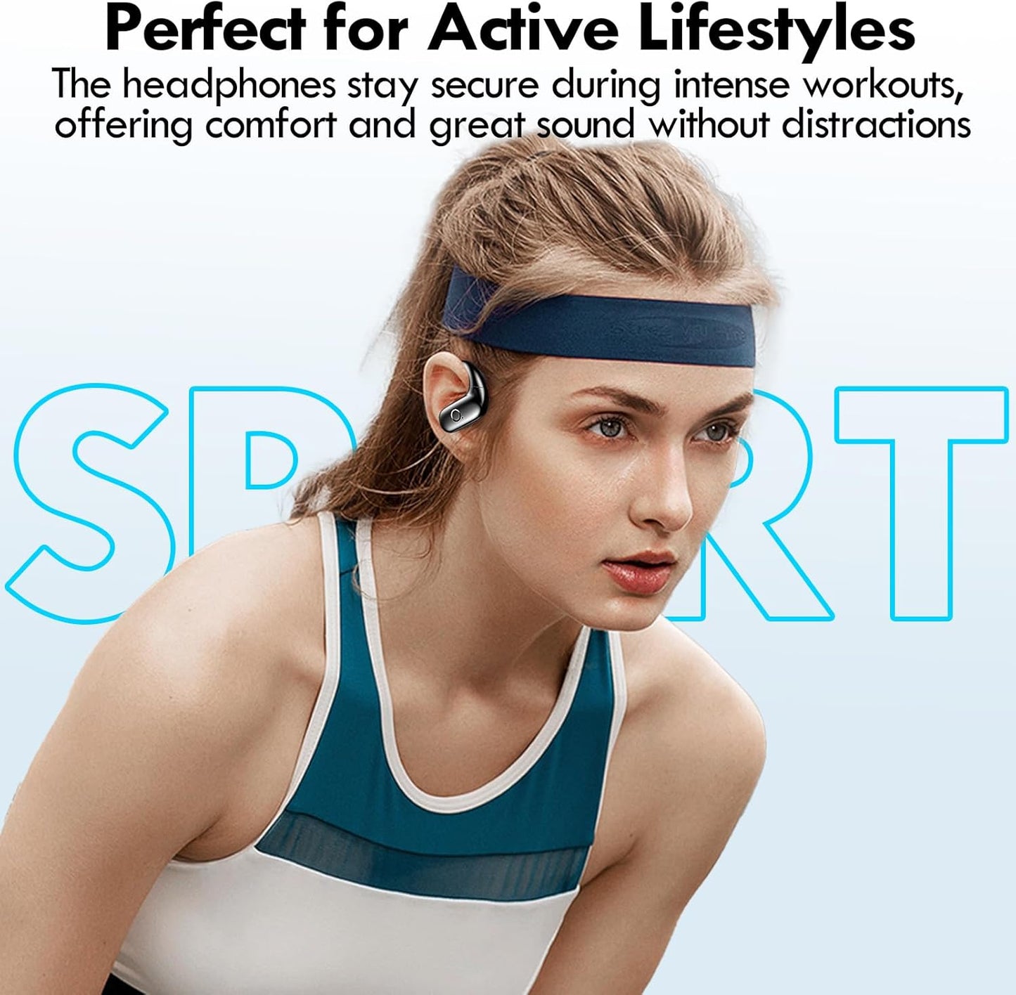 Wireless Earbuds Bluetooth Over Ear, deep bass, 60Hrs Playtime, comfort fit, Earhooks