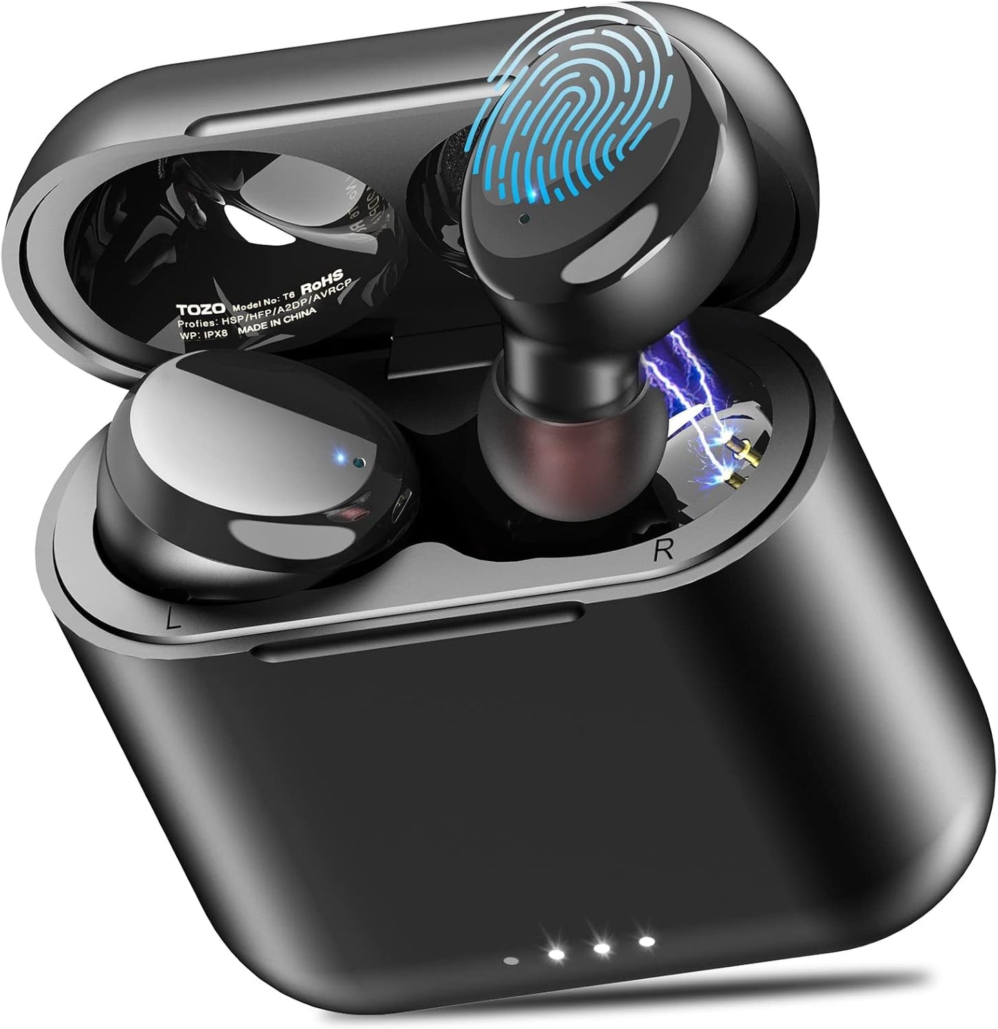 T6 Wireless Earbuds Bluetooth 5.3, 45H Playtime, IPX8 Waterproof, Stereo, Mic, Premium Deep Bass