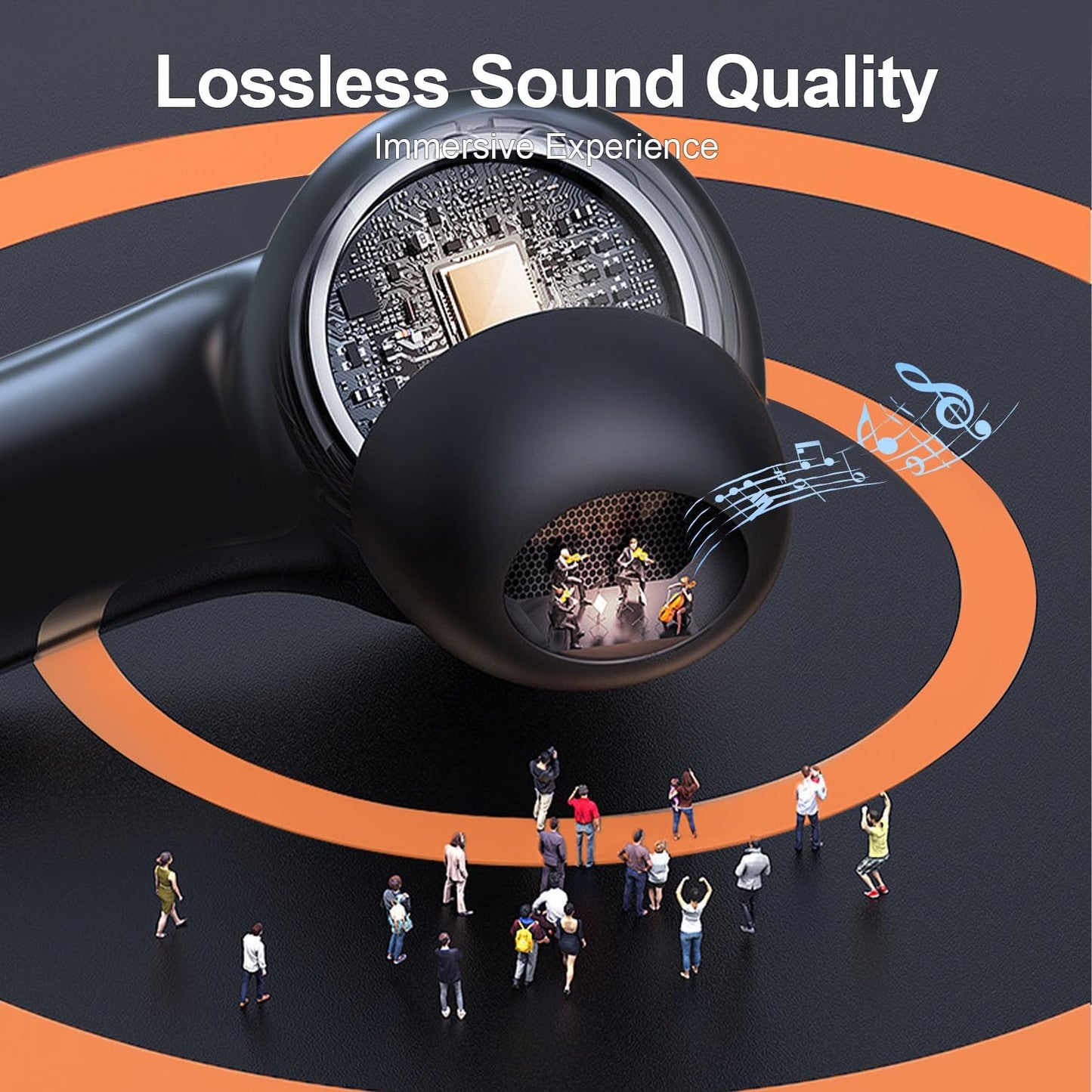 Wireless Earbuds Bluetooth, 50H Playtime, Mic, LED, IPX7 Waterproof, Deep Bass Stereo