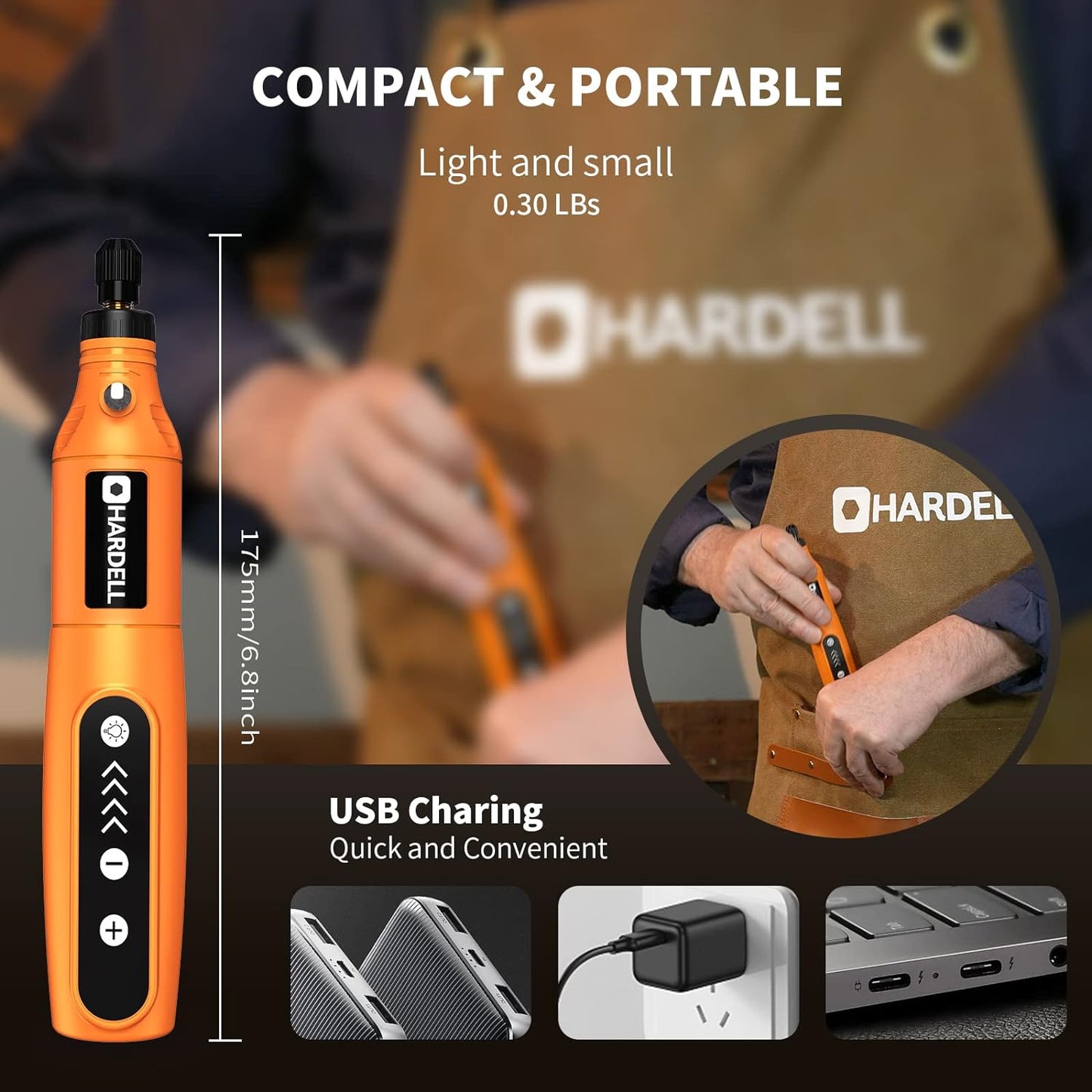 3.7V Mini Cordless Rotary Tool Kit, 5Speed, USB Charging, 61 Accessories, Sanding, Polishing & more