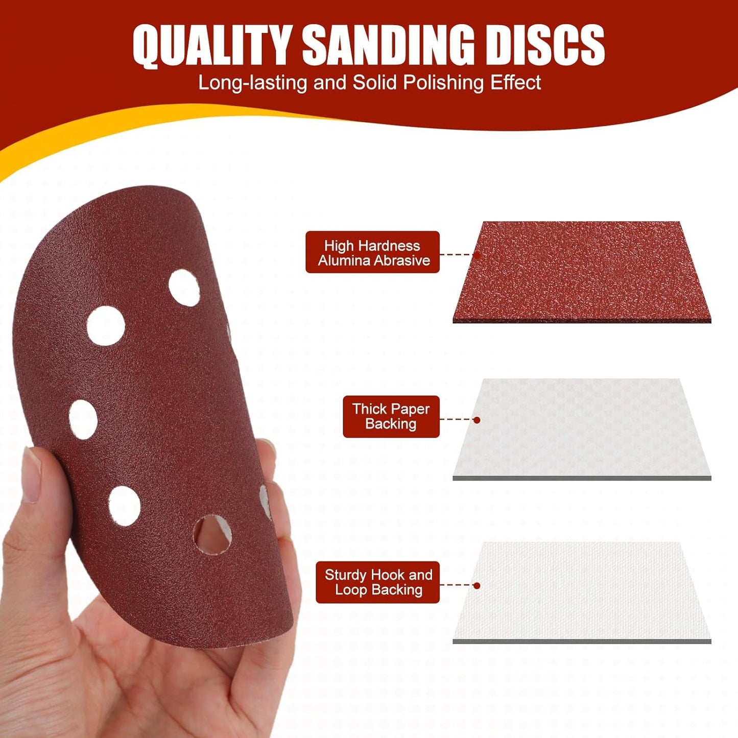 70 PCS 5 In Sanding Discs, 40 80 120 180 240 320 400 600 800 Grit Hook & Loop Sandpaper
