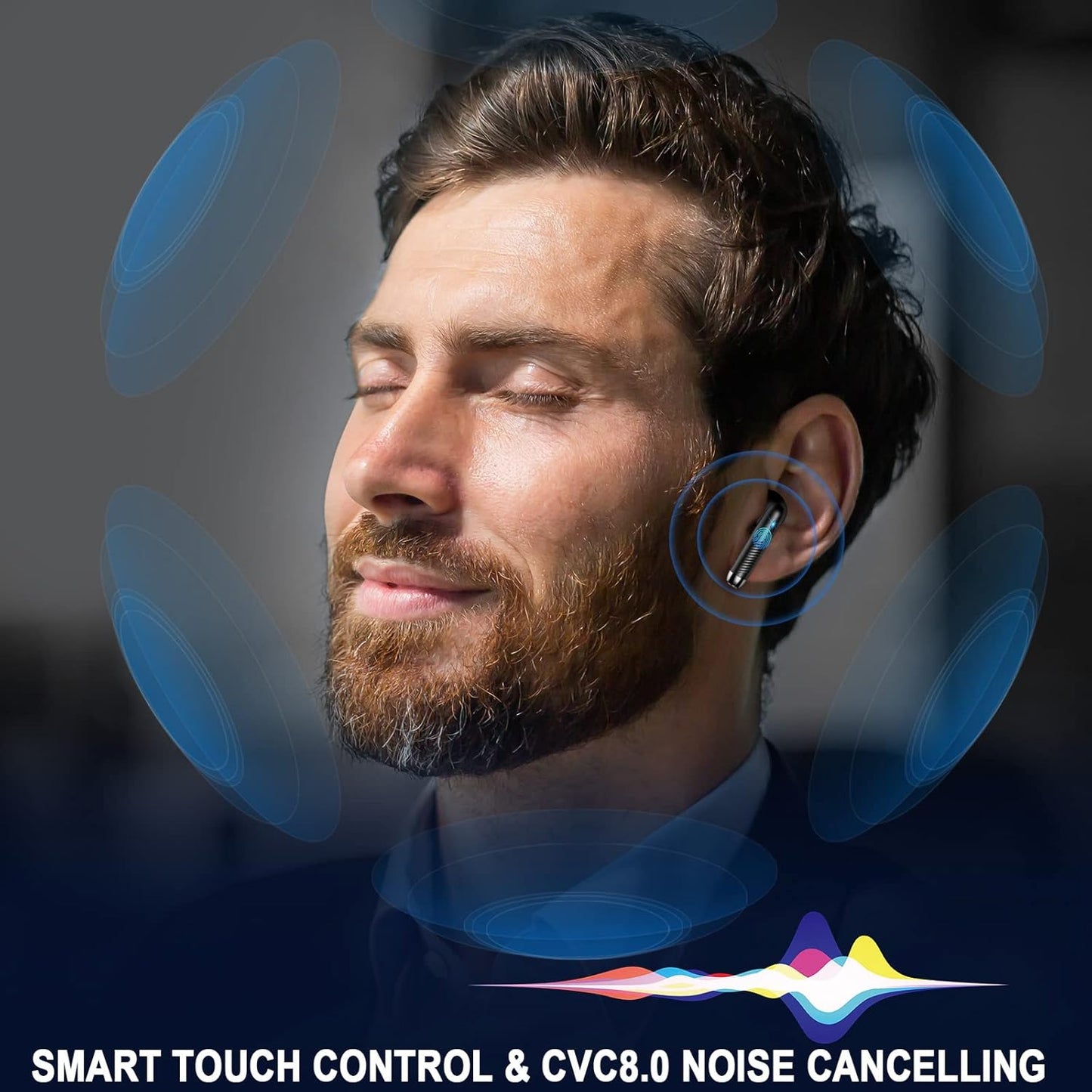 Wireless Earbuds, Bluetooth 5.4 Power Display Bass Stereo, Noise Cancelling Mic, 40H Playback IP7