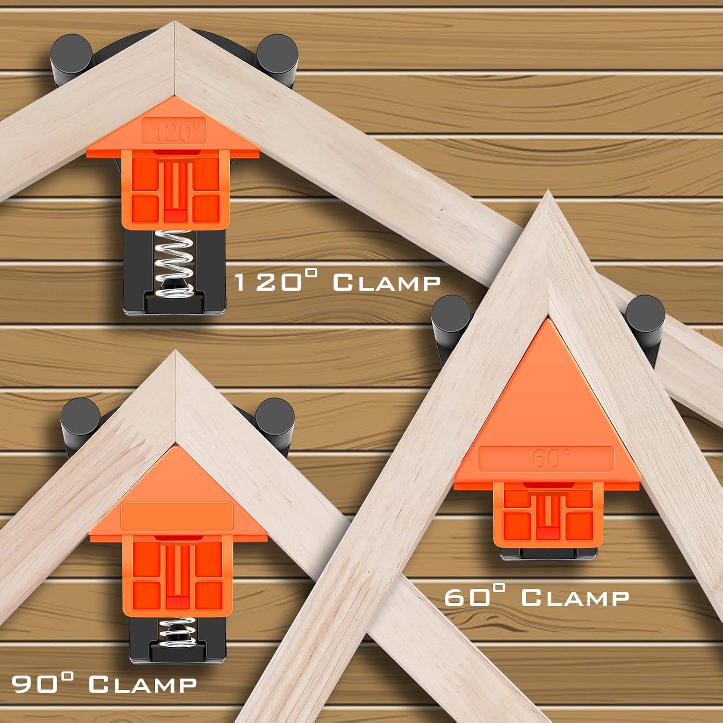 60/90/120 Degree Multi Corner Clamps,Set of 4,Adjustable Spring Loaded Right Angle Clamps