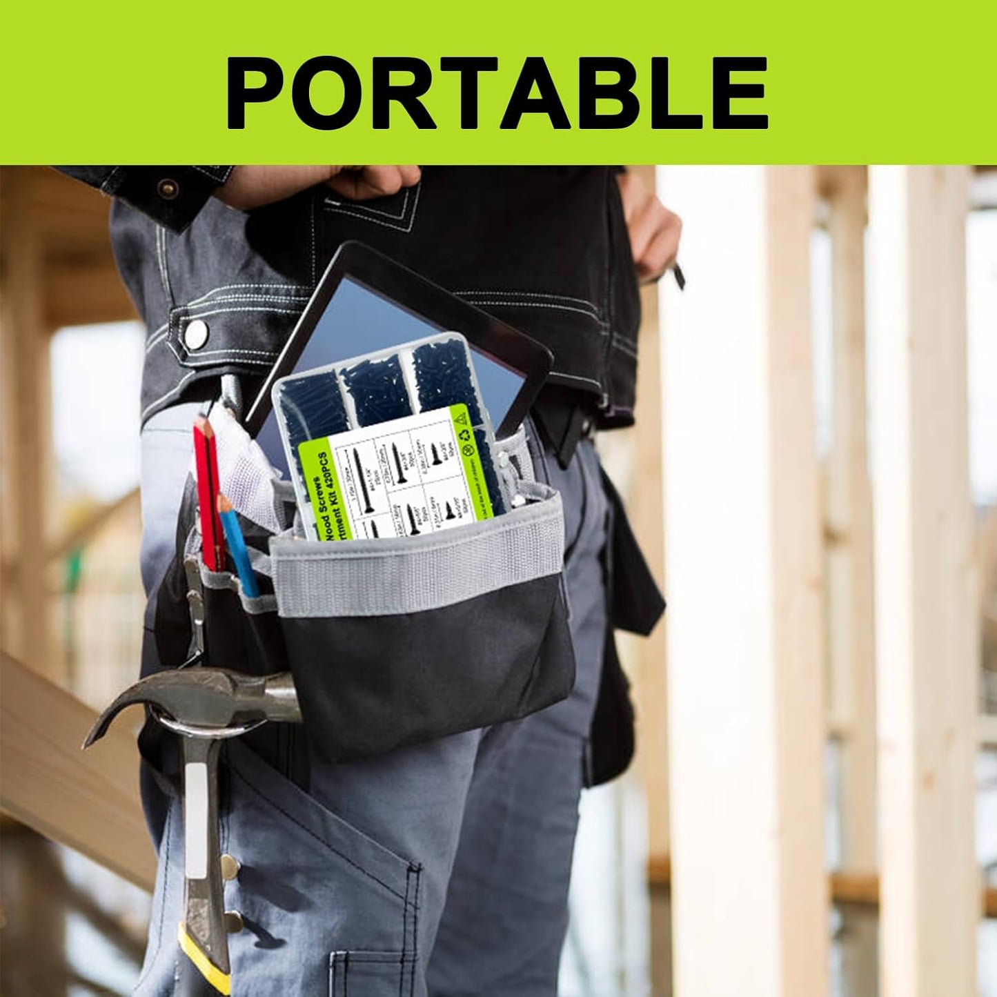 #4 Flat Head Small Wood Screws kit 420Pcs,Phillips Short Screw, Carbon Steel, 20pcs M6 ScrewAnchors