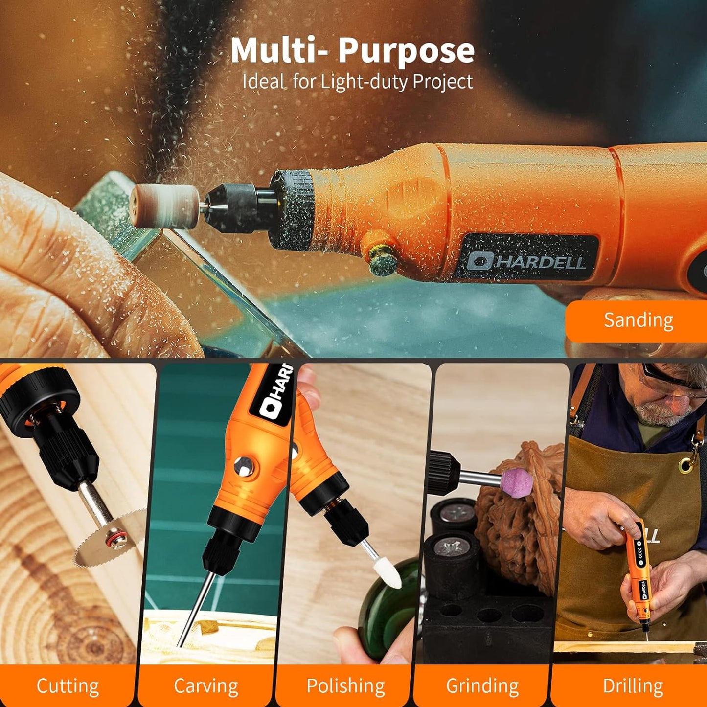 3.7V Mini Cordless Rotary Tool Kit, 5Speed, USB Charging, 61 Accessories, Sanding, Polishing & more