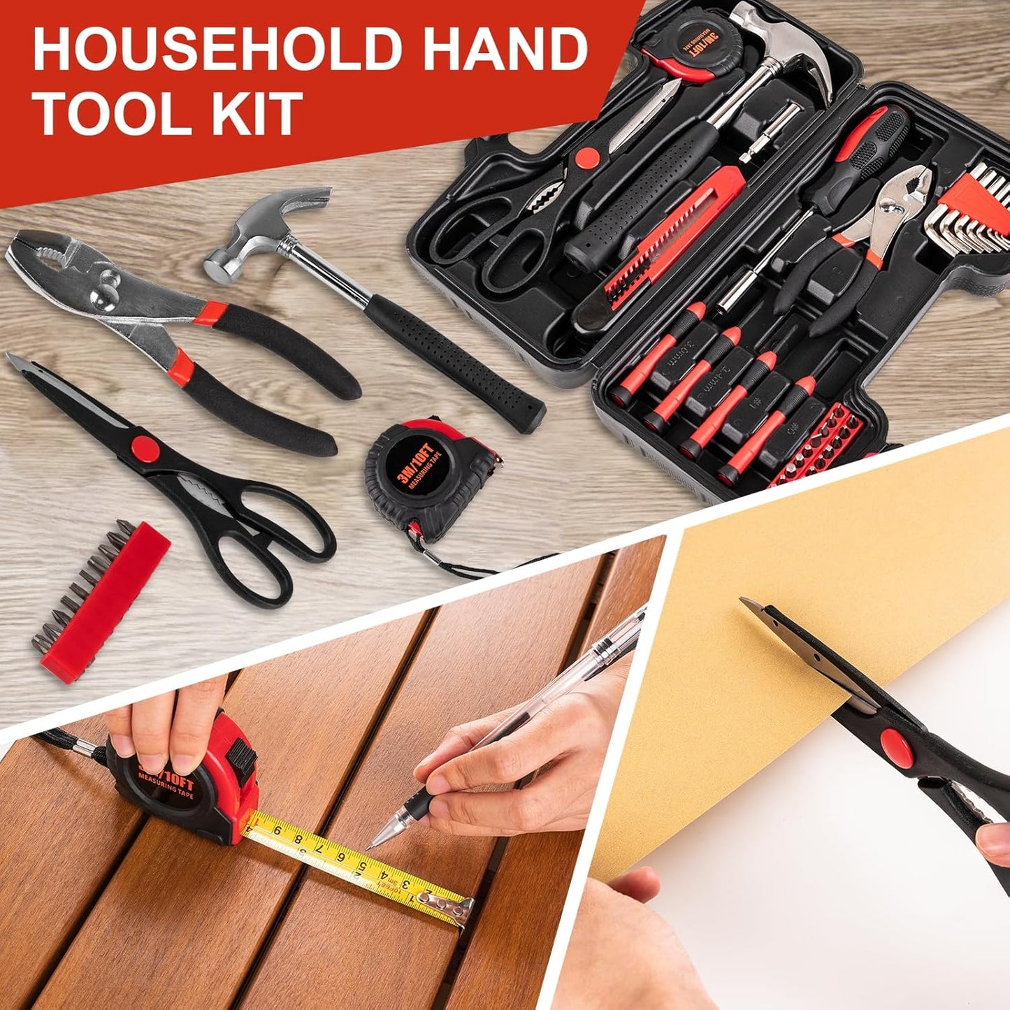 39PCS Tool Set for Home, Basic Household Apartment College Dorm Repair Tool Kit
