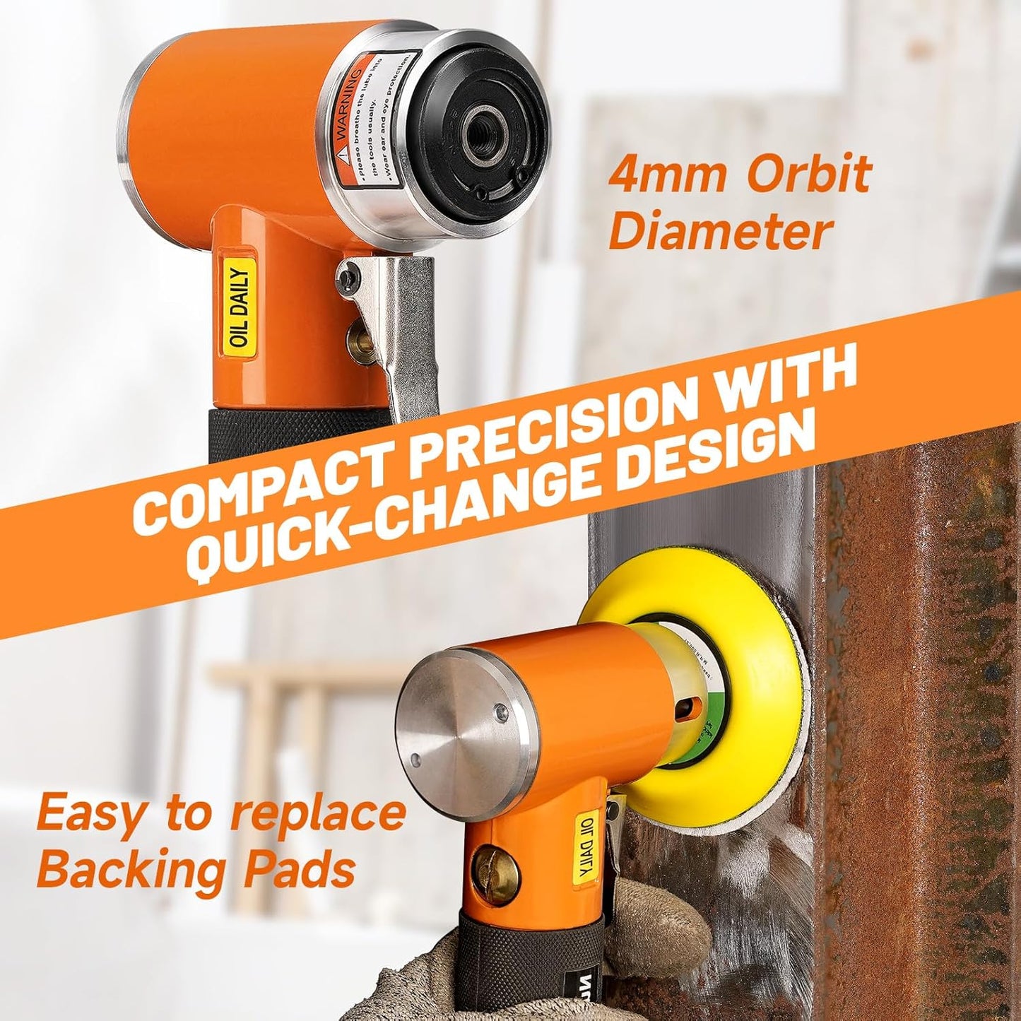 1/2/3 In Mini Random Orbital Air Pneumatic Sander Kit, Auto Body Work, 60Pcs 1"2"3" Hook&Loop