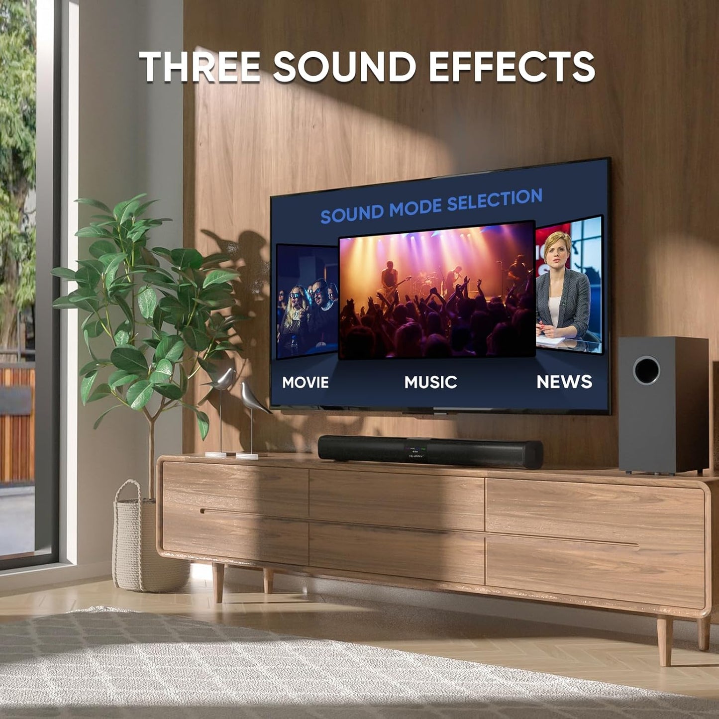 Sound Bar, 5.25 In Subwoofer, 100W 24 In Soundbar, Optical, ARC, AUX, Bluetooth 5.3 Inputs