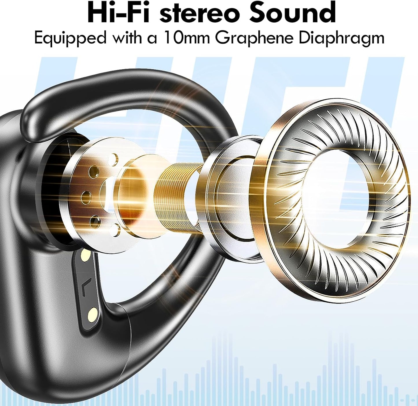 Wireless Earbuds Bluetooth Over Ear, deep bass, 60Hrs Playtime, comfort fit, Earhooks