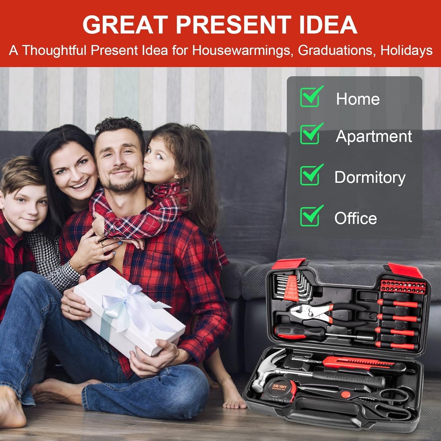 39PCS Tool Set for Home, Basic Household Apartment College Dorm Repair Tool Kit