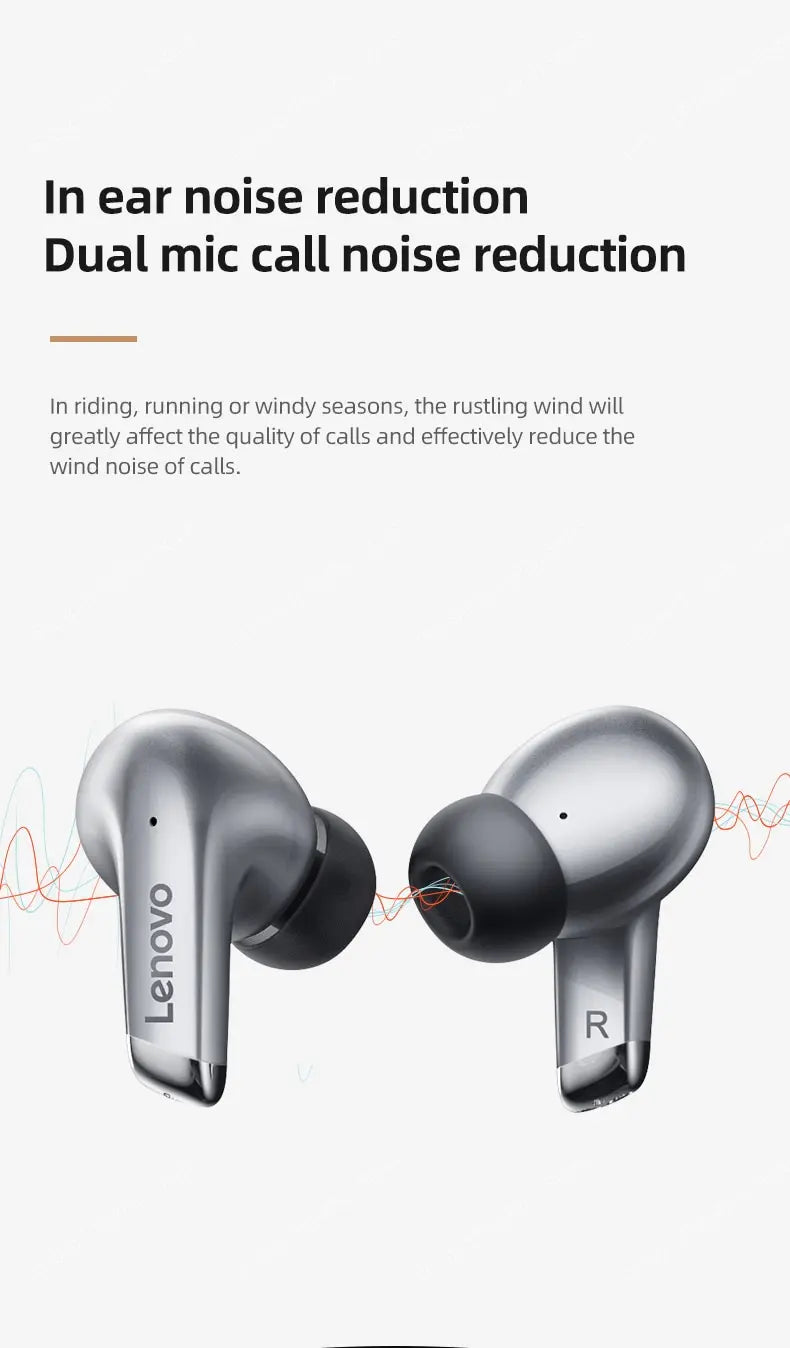 Lenovo LP5 Wireless Bluetooth Earbuds HiFi Music Waterproof Headset With Mic