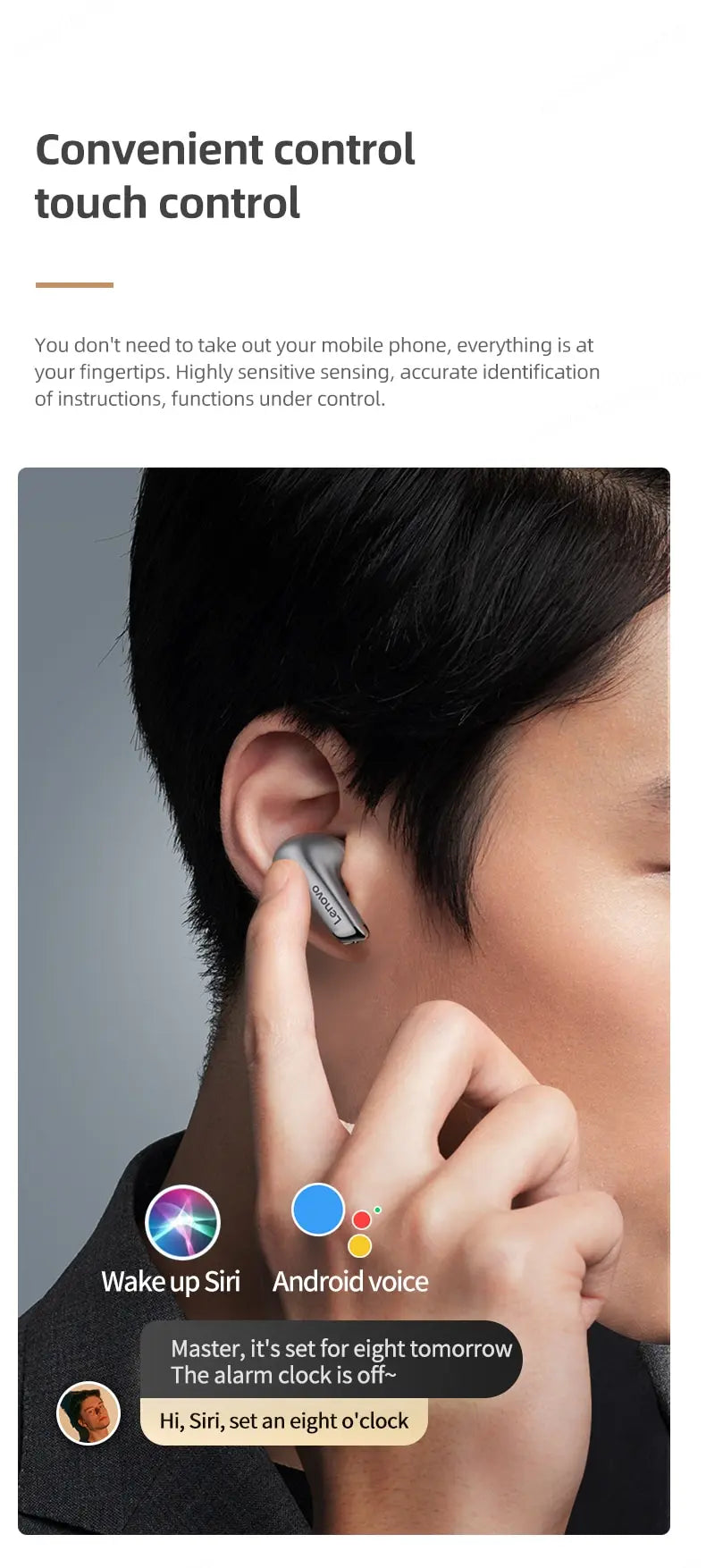 Lenovo LP5 Wireless Bluetooth Earbuds HiFi Music Waterproof Headset With Mic