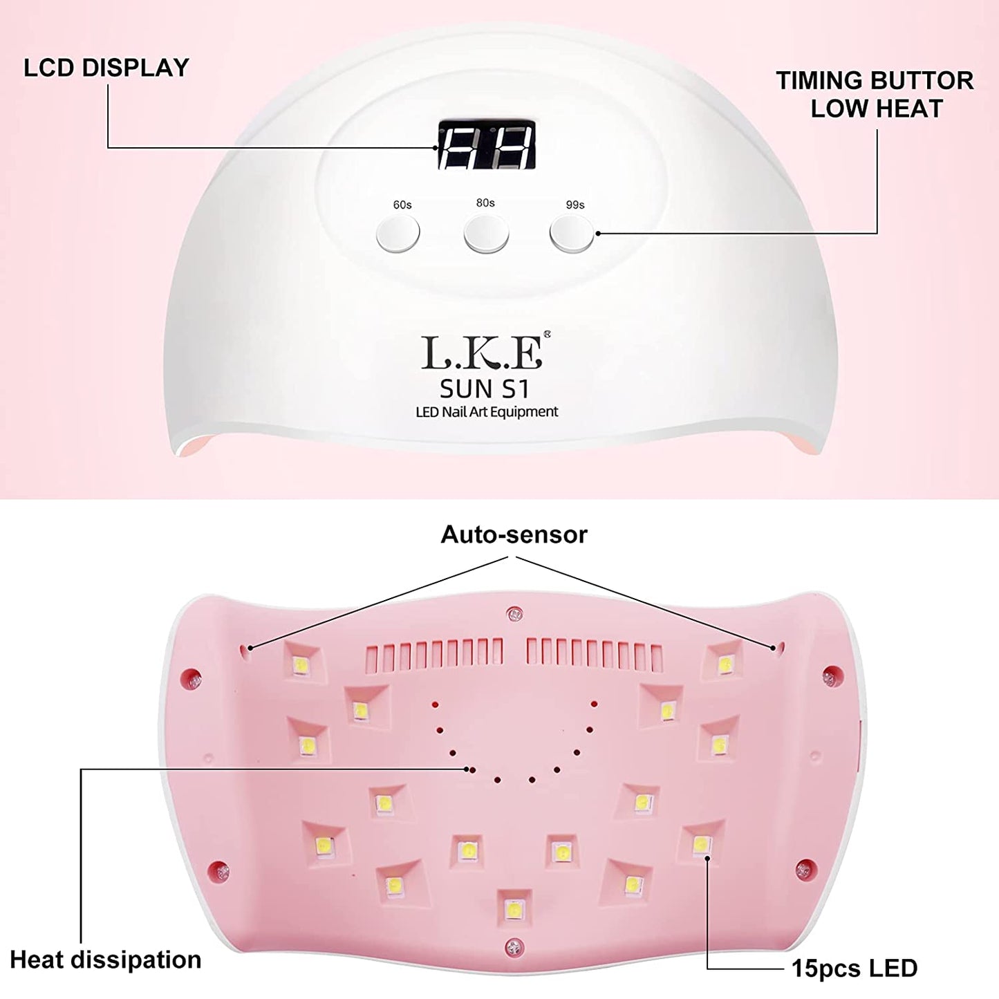 UV Light for Nails, Nail Dryer 72 W Professional Nail UV Light for Gel Polish with 3 Timers
