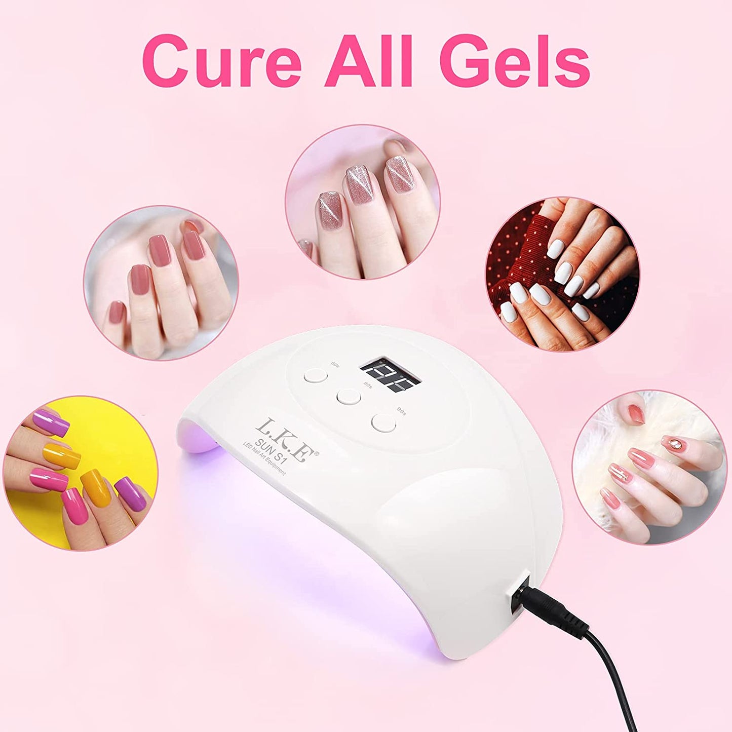 UV Light for Nails, Nail Dryer 72 W Professional Nail UV Light for Gel Polish with 3 Timers
