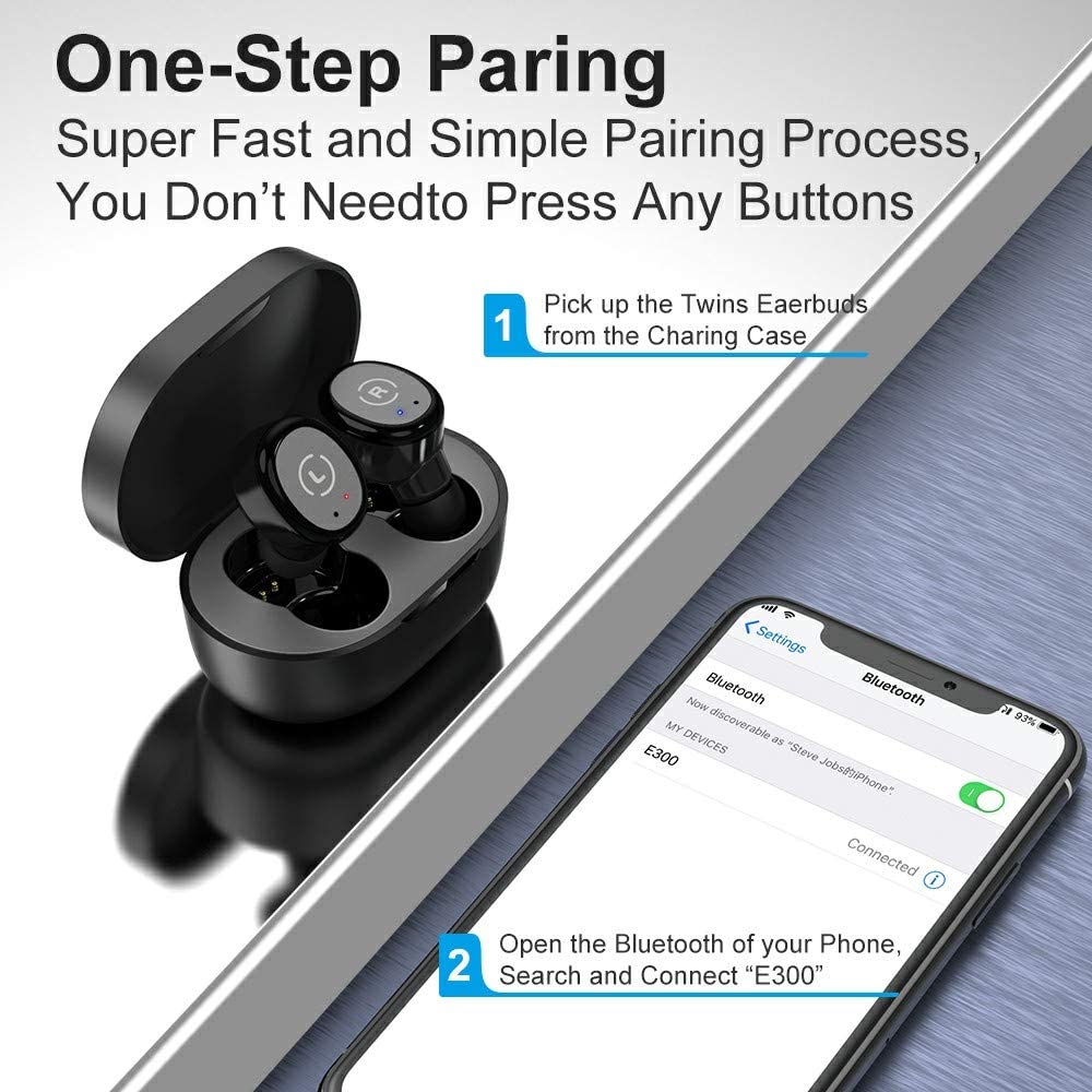 Wireless Earbuds Bluetooth 5.0 Light-Weight, Touch Control, Wireless Charging Case IPX8 Waterproof