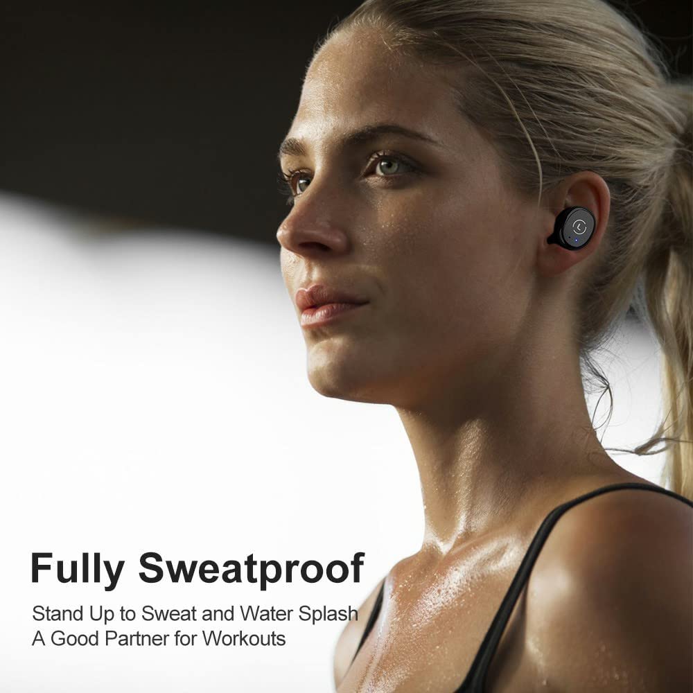 Wireless Earbuds Bluetooth 5.0 Light-Weight, Touch Control, Wireless Charging Case IPX8 Waterproof