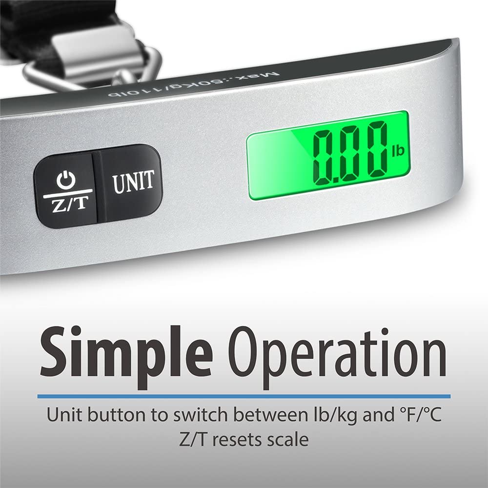 Digital Luggage Scale, LCD Display Baggage Scale,110lbs Capacity, Tare Function