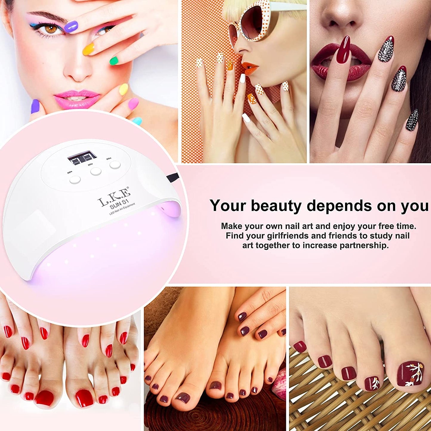 UV Light for Nails, Nail Dryer 72 W Professional Nail UV Light for Gel Polish with 3 Timers