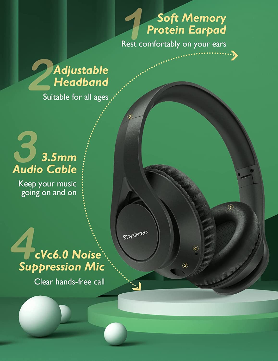 Bluetooth Headphones, 60H Playtime, Bluetooth 5.0,Built-in Mic, Foldable Wired Wireless Headset