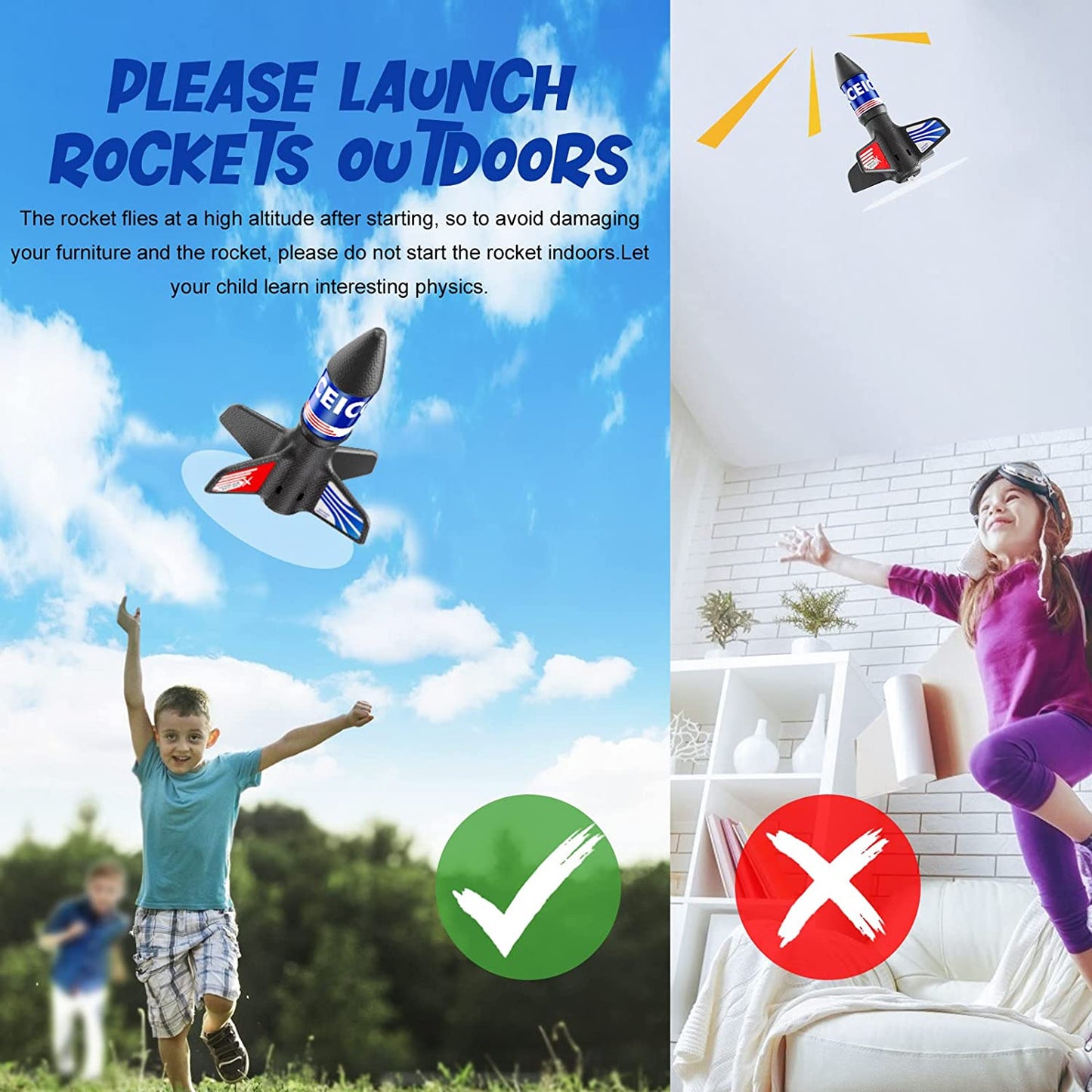 Rocket Launcher, 170 Feet of Flight Altitude, Model Rocket Kits with Launch Set
