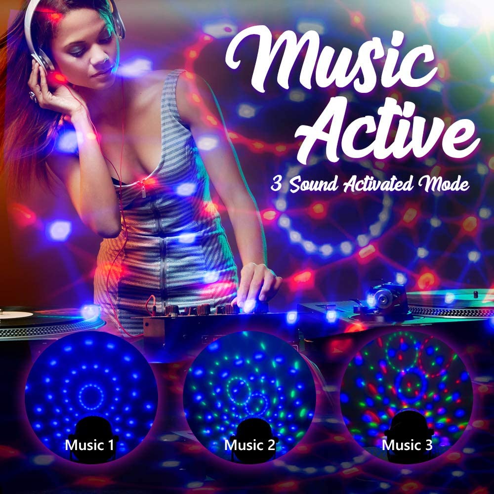 Disco Party Ball Lights, Sound Activated with Remote Control 7 Color RGB Disco Strobe Light