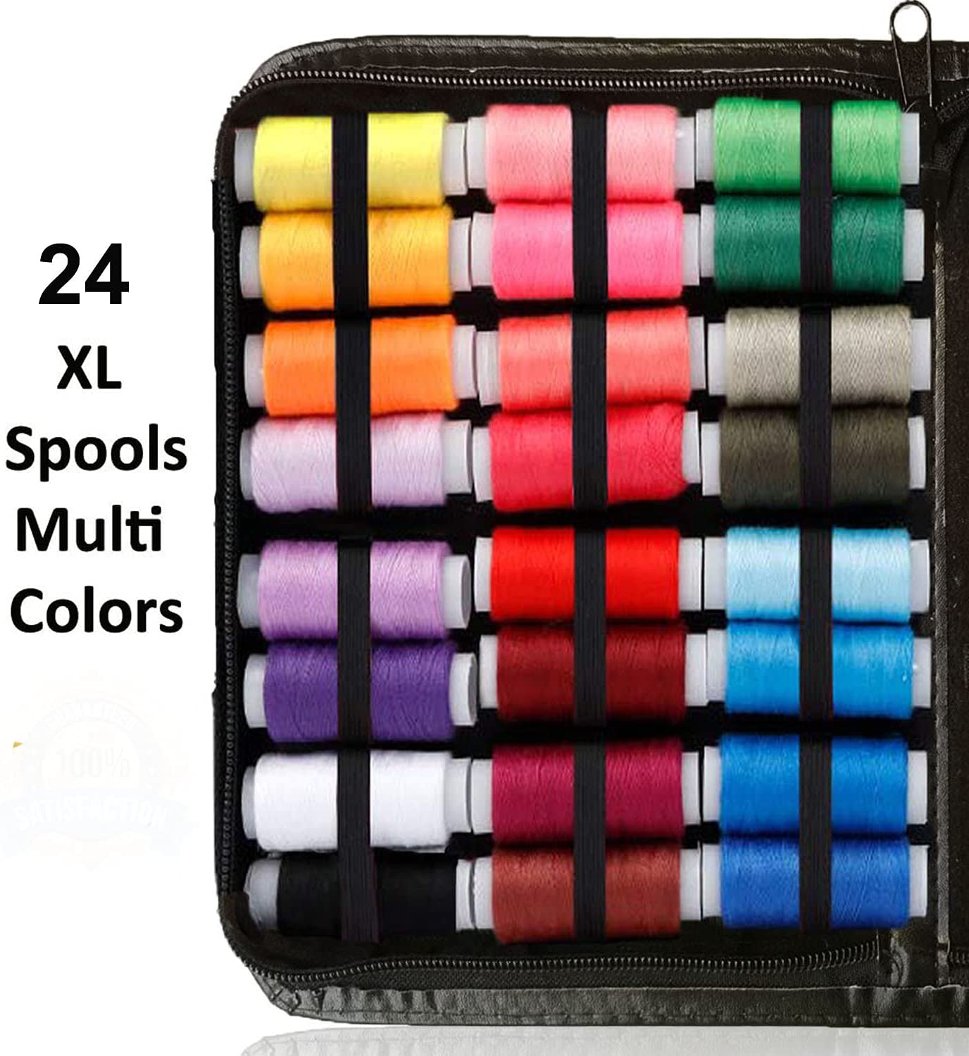 Sewing KIT, Premium Sewing Supplies, XL Spools of Thread, Most Useful Colors (Rainbow)