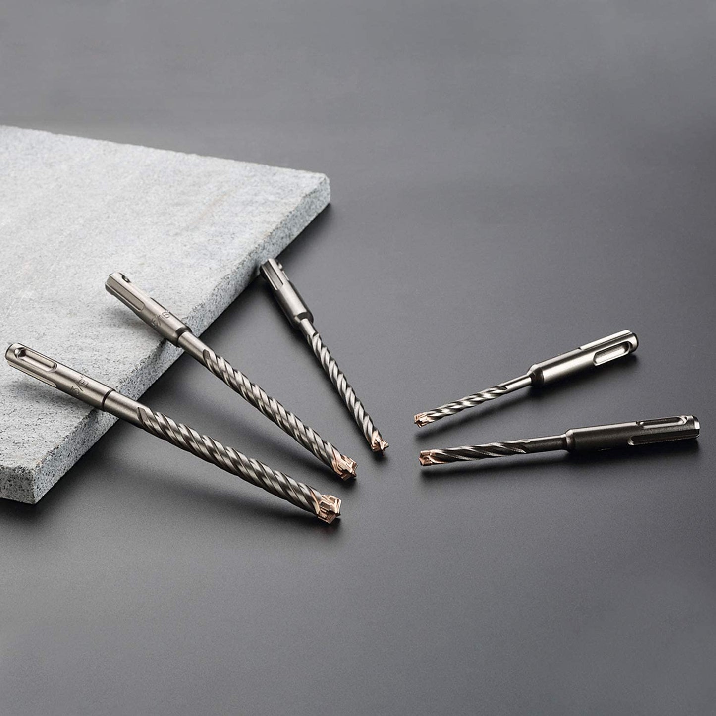 PGM Masonry Drill Bit Set 5PC SDS-Plus Hammer Drill Bits 4-Cutter Carbide Tips