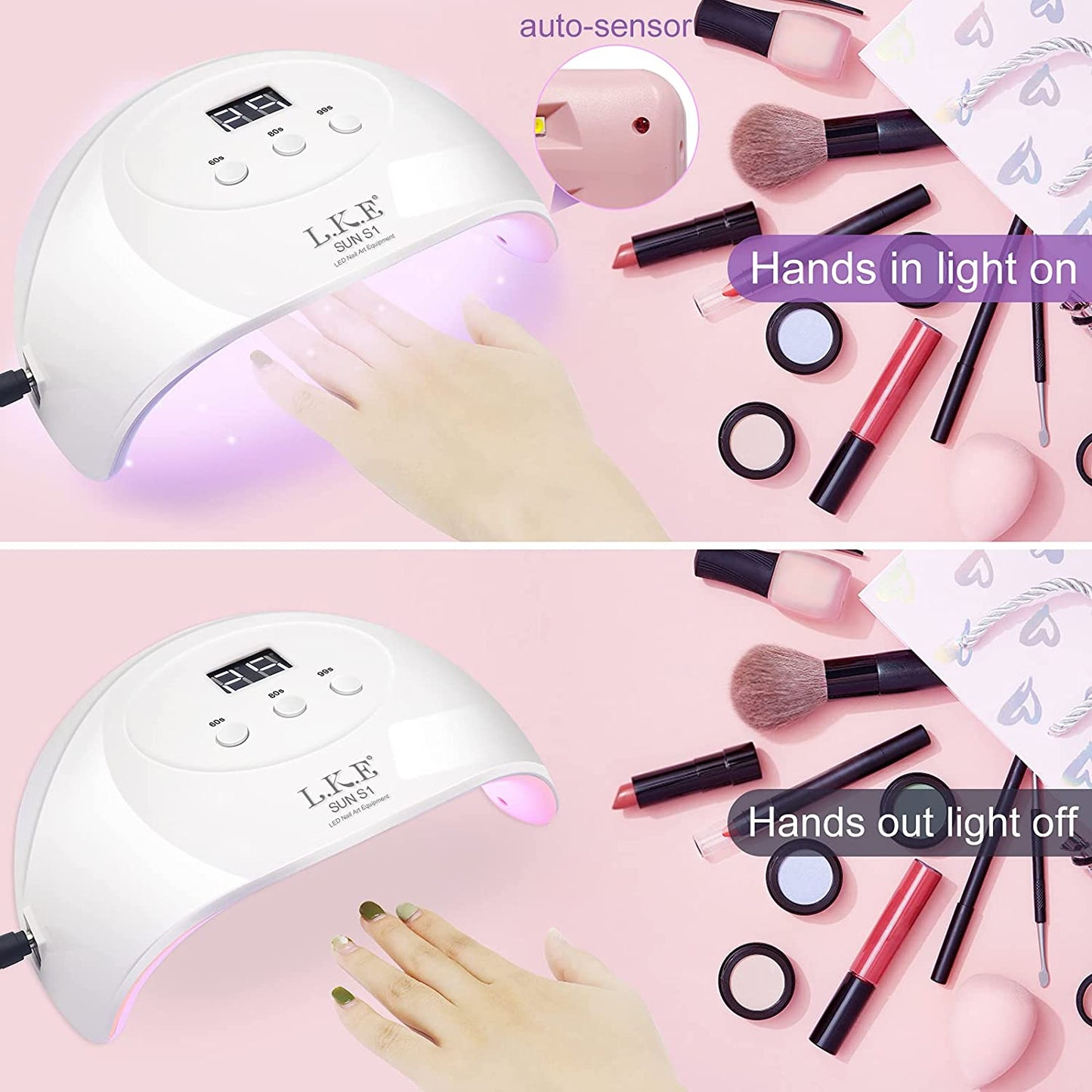 UV Light for Nails, Nail Dryer 72 W Professional Nail UV Light for Gel Polish with 3 Timers