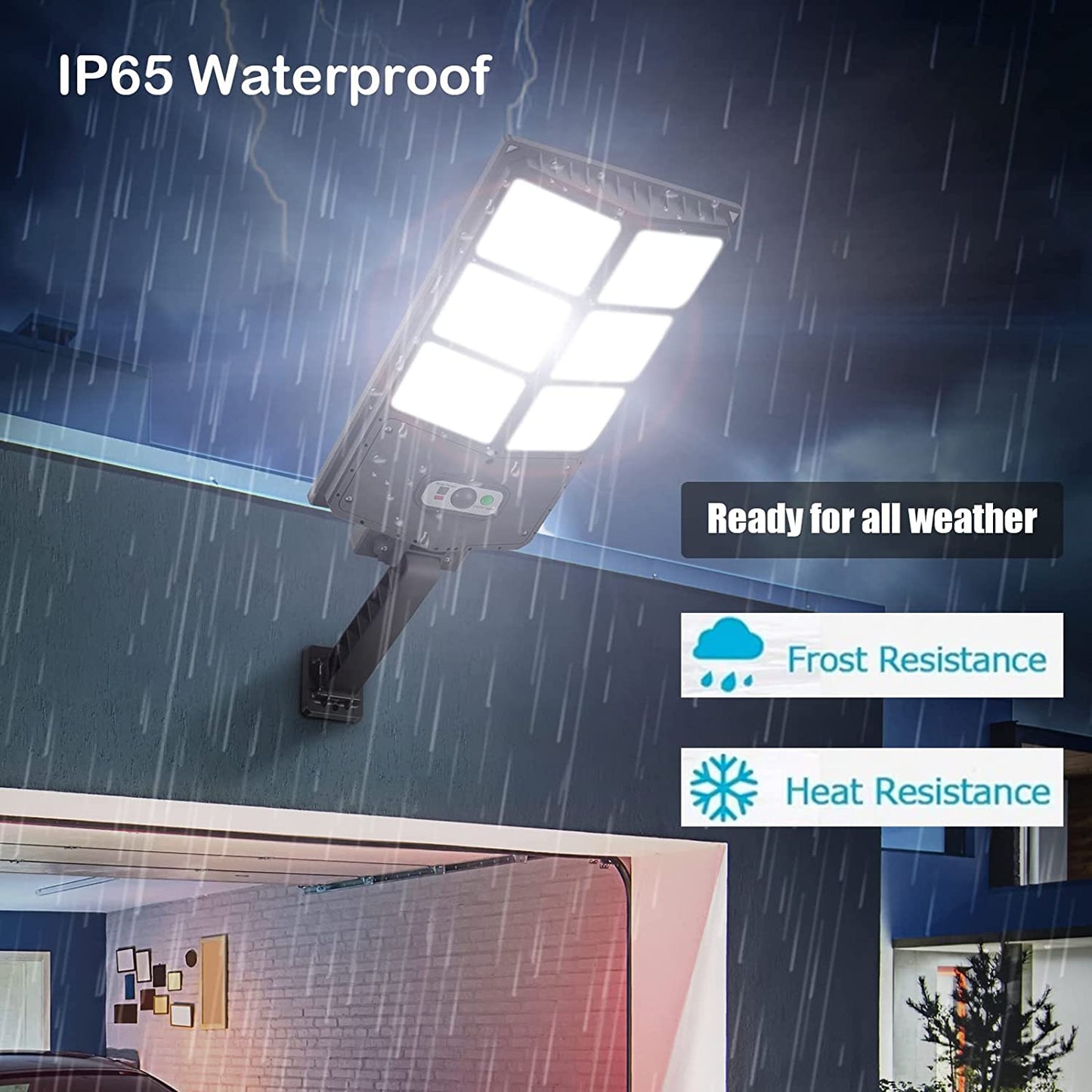 150W Solar Lights Outdoor, 3 Modes, Light Motion Sensor, Remote Control, 8000LM IP65 Waterproof