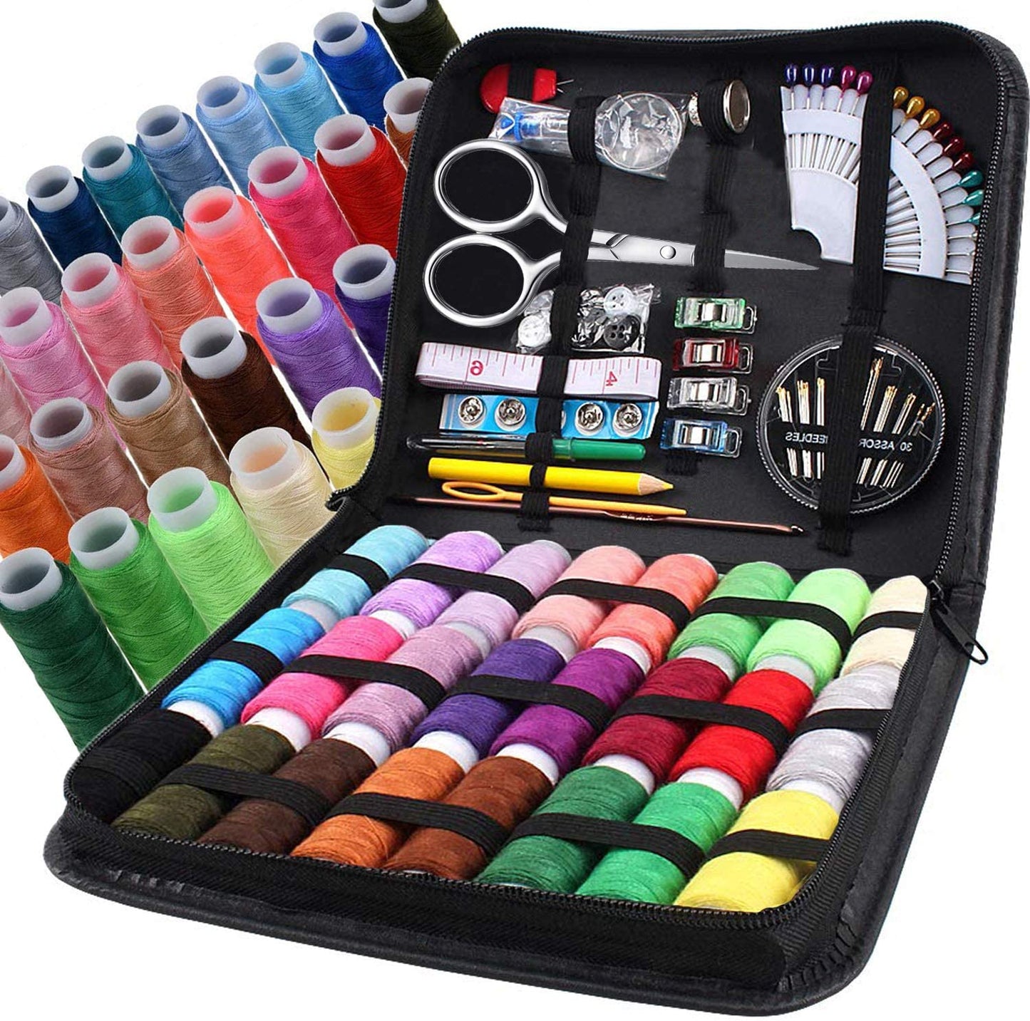 Sewing KIT, Premium Sewing Supplies, XL Spools of Thread, Most Useful Colors (Rainbow)