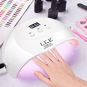 UV Light for Nails, Nail Dryer 72 W Professional Nail UV Light for Gel Polish with 3 Timers